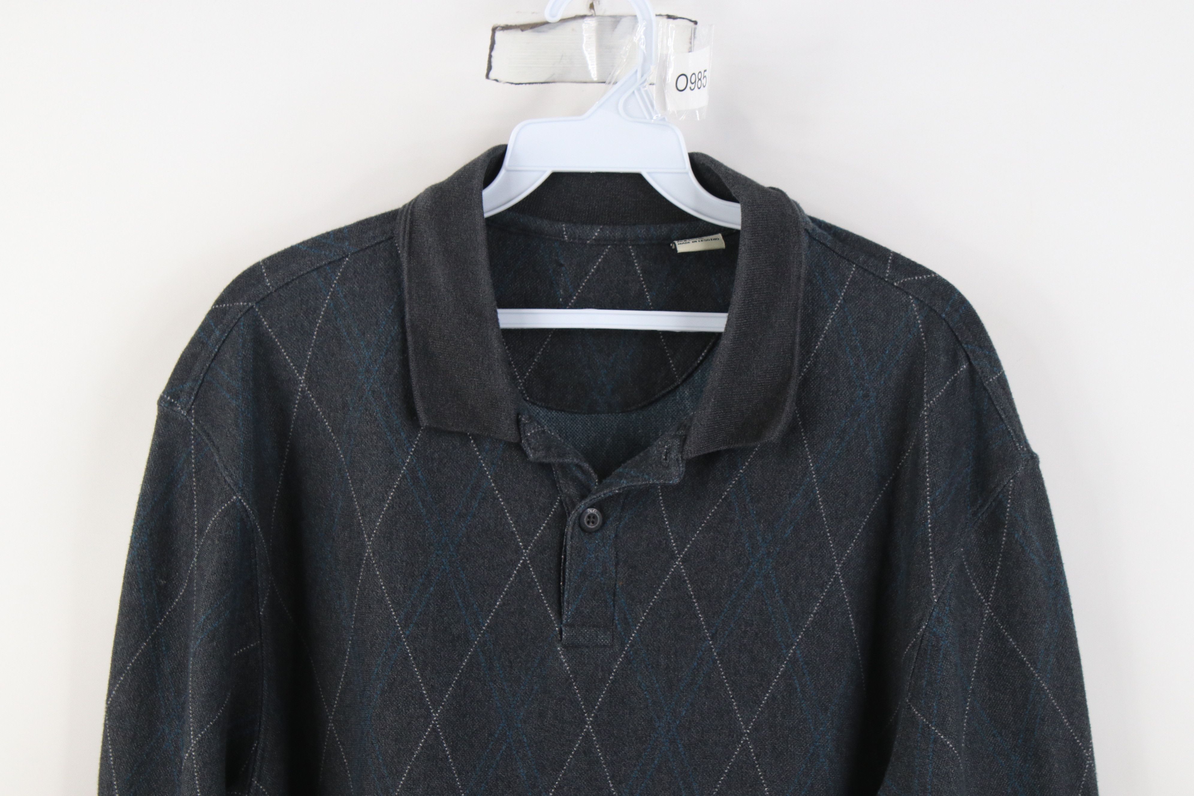 Vintage Vintage 90s Y2K Streetwear Diamond Long Sleeve Polo Shirt Size US L / EU 52-54 / 3 - 2 Thumbnail