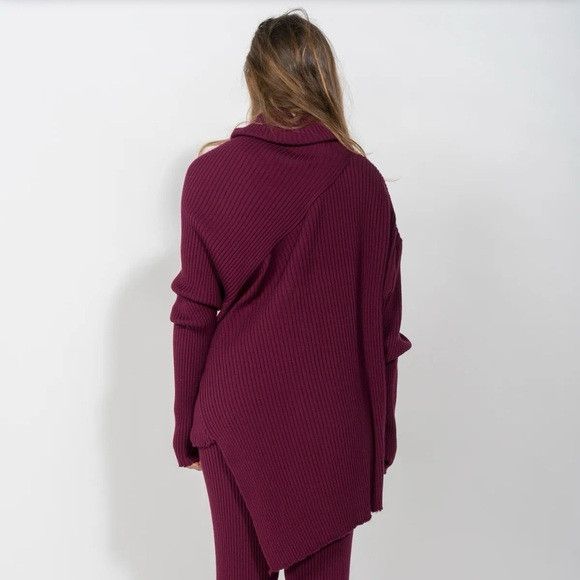 Marques'Almeida Marques Almeida Burgundy Ribbed Merino Wool Sweater - XS/S Size XS / US 0-2 / IT 36-38 - 11 Thumbnail