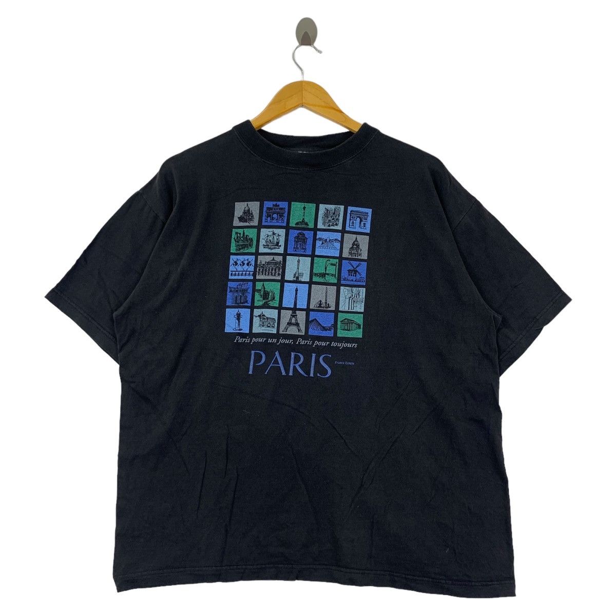 Vintage Vintage PARIS FRANCE ESTELLE City Illustration Tee Shirt Size L / US 10 / IT 46 - 1 Thumbnail