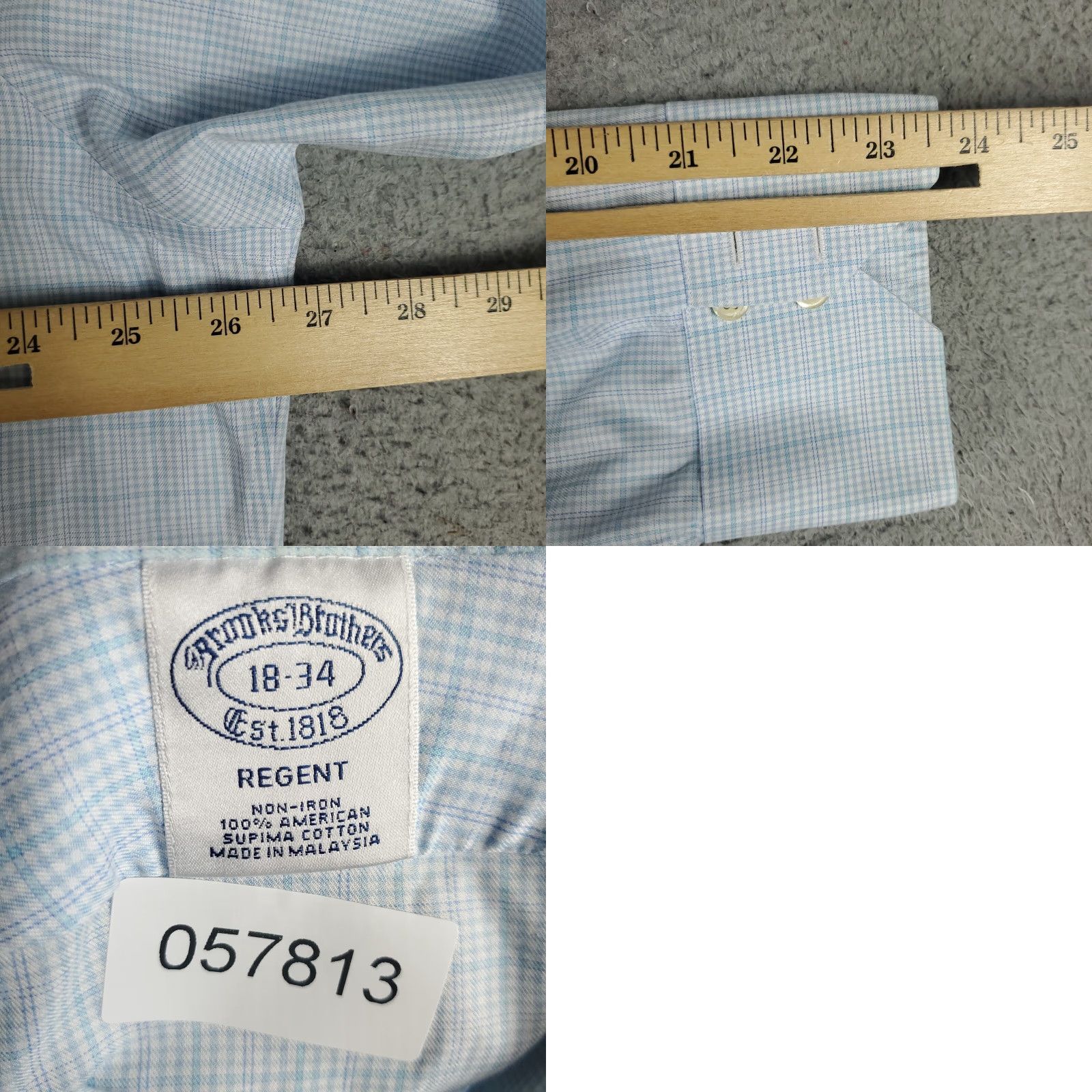 Brooks Brothers VINTAGE Brooks Brothers Dress Shirt Men 18 Blue Plaid Long Sleeve Business Casual Formal Workwear Size 48R - 8 Thumbnail