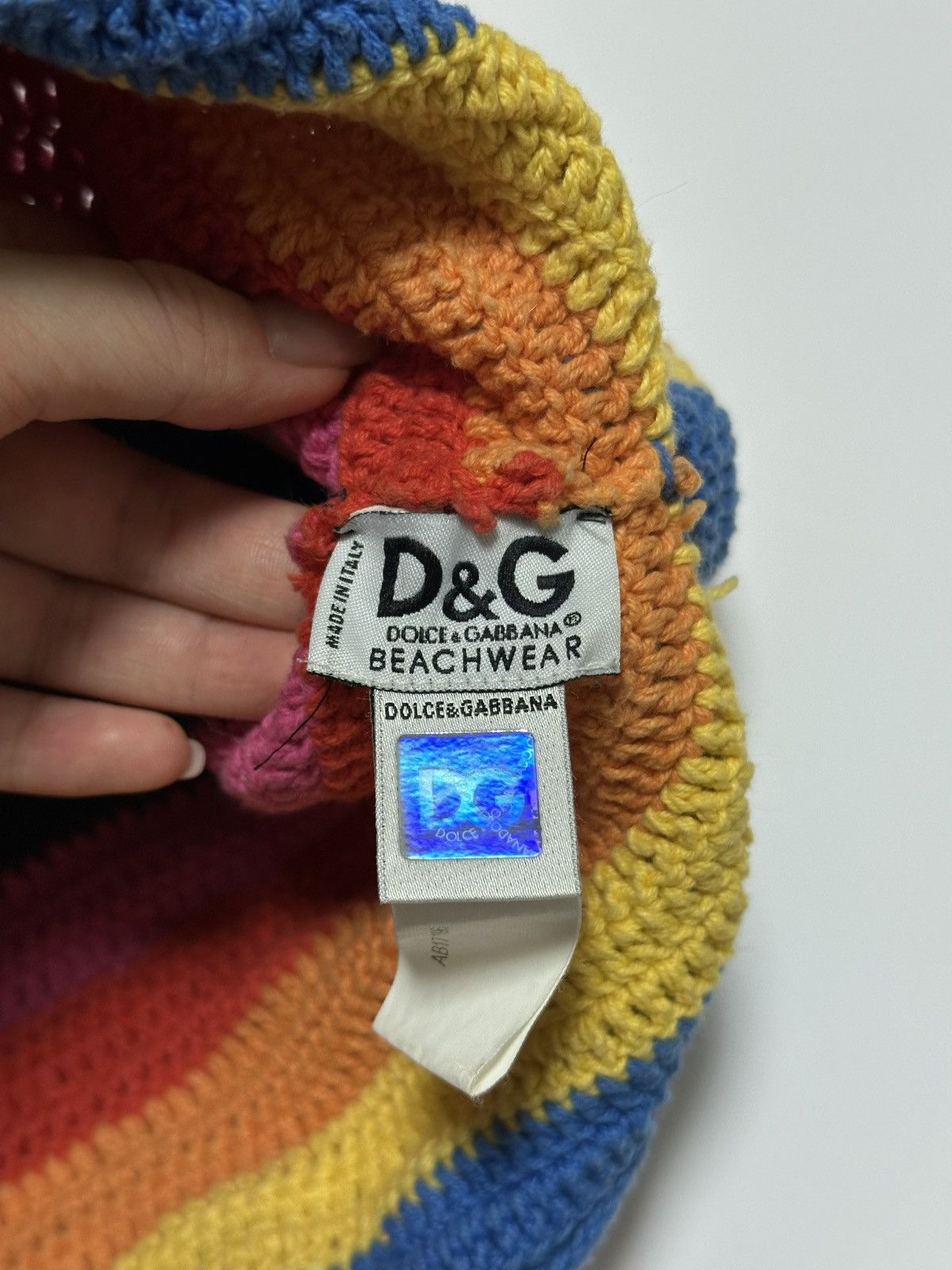 Dolce & Gabbana D&G Rainbow Crochet Plastic Handle Tote Bag Size ONE SIZE - 9 Thumbnail