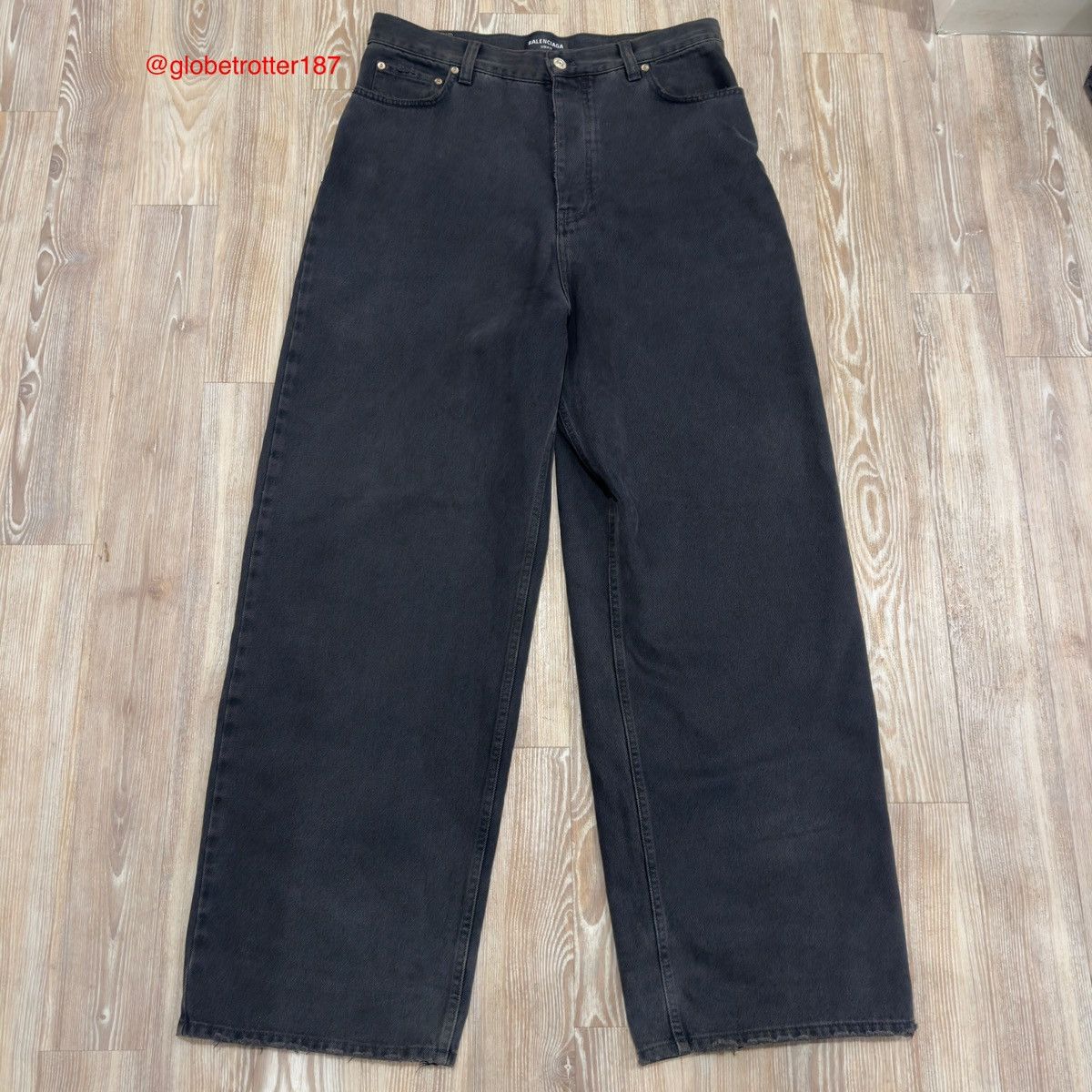 image of Balenciaga Wide Leg Organic Jeans Medium Read Description in Black, Men's (Size 34)