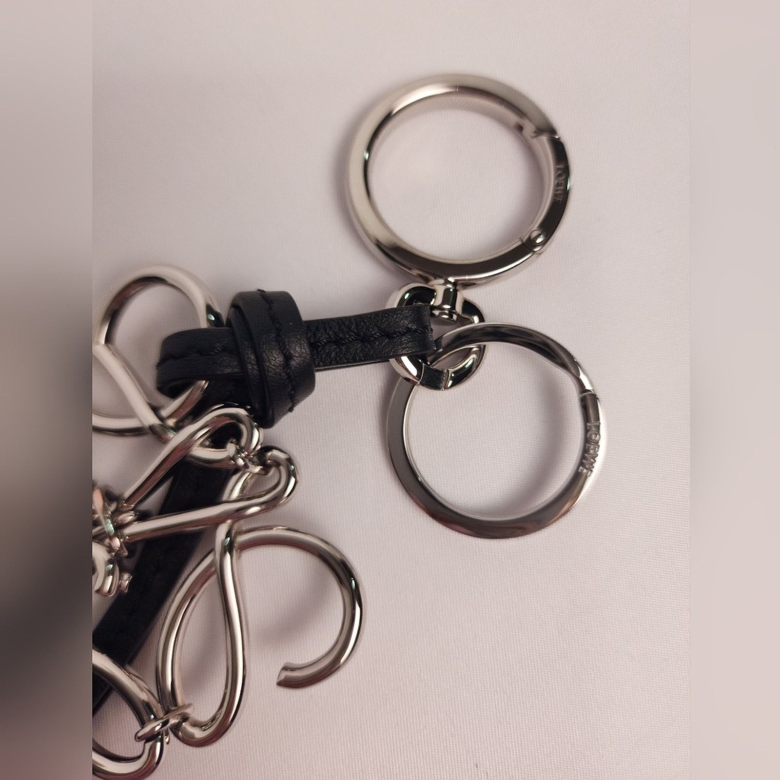 Loewe LOEWE Bag Charm Anagram Black leather calfskin Palladium Size ONE SIZE - 12 Thumbnail