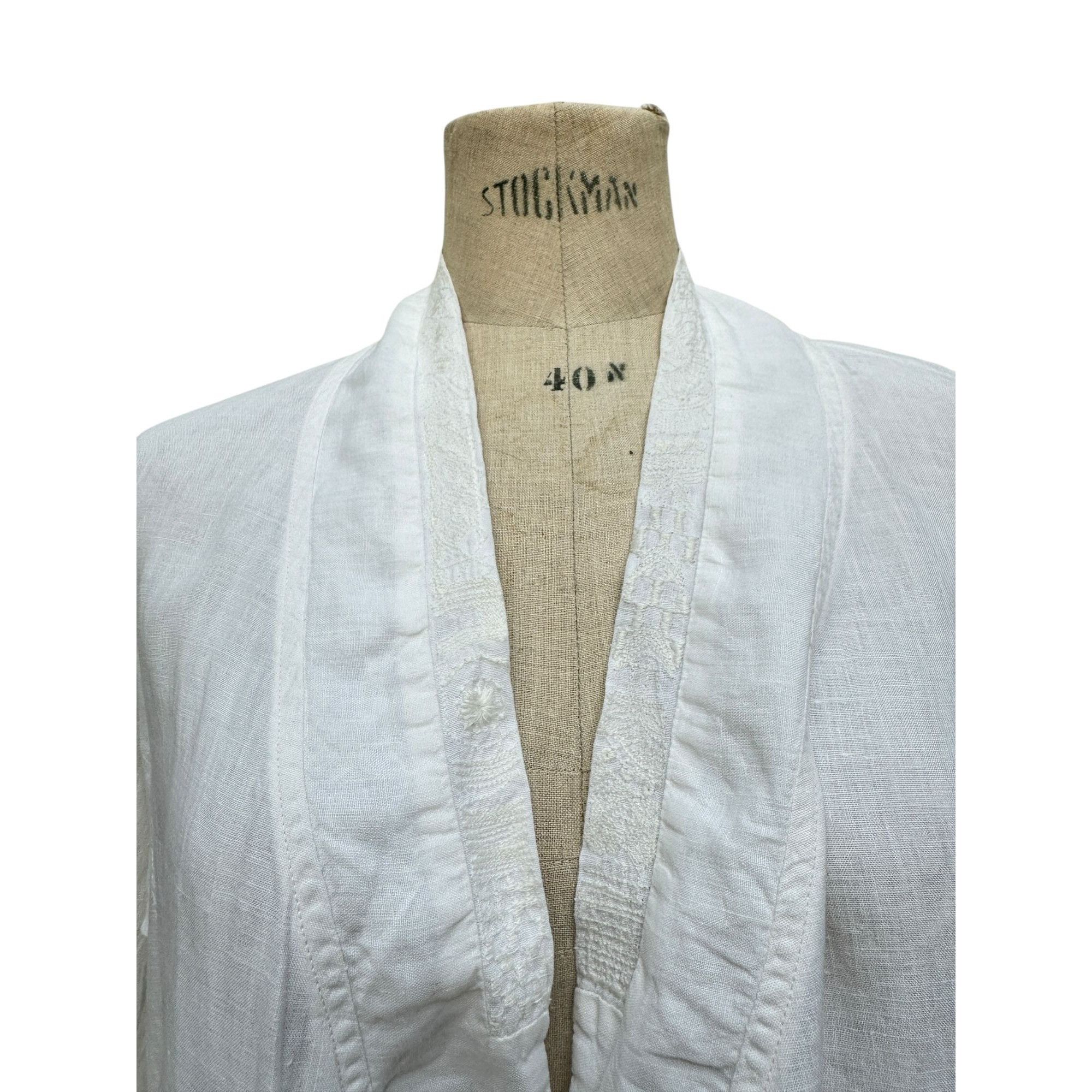 Dries Van Noten Vintage 1980s White Linen Jacket Size L / US 10 / IT 46 - 3 Thumbnail