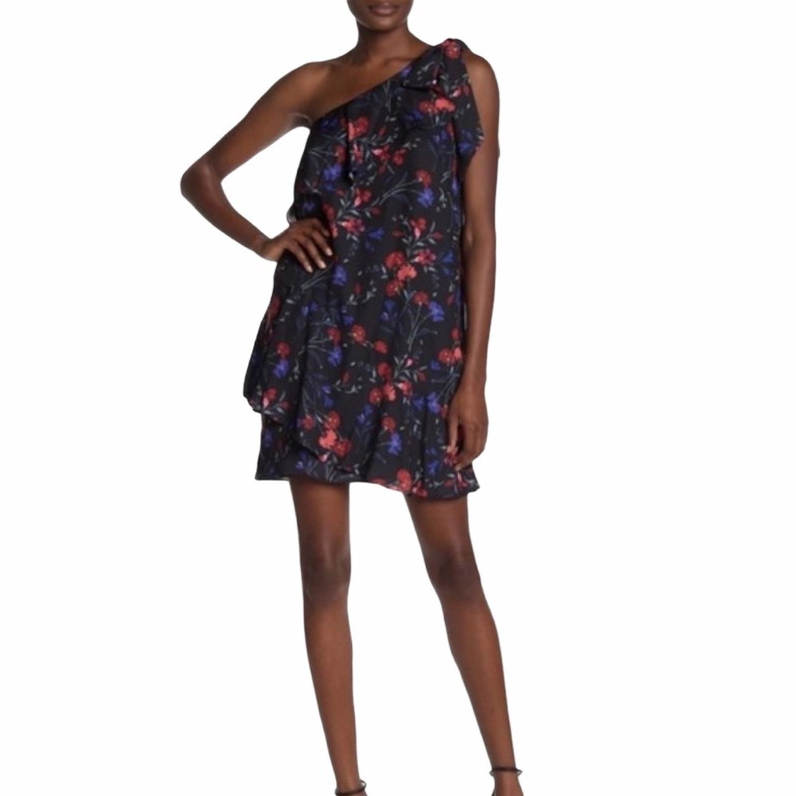 Parker Parker One Shoulder Ruffled Floral Dress Black M Size M / US 6-8 / IT 42-44 - 12 Thumbnail