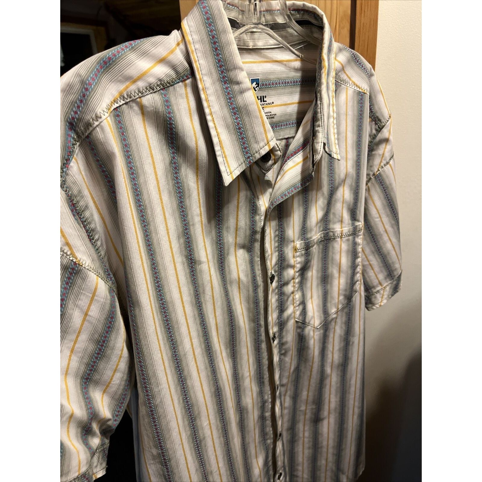 Kuhl Kühl Men’s Large Beige Blue Yellow Cotton Blend Kuhl Shirt Size US L / EU 52-54 / 3 - 10 Thumbnail
