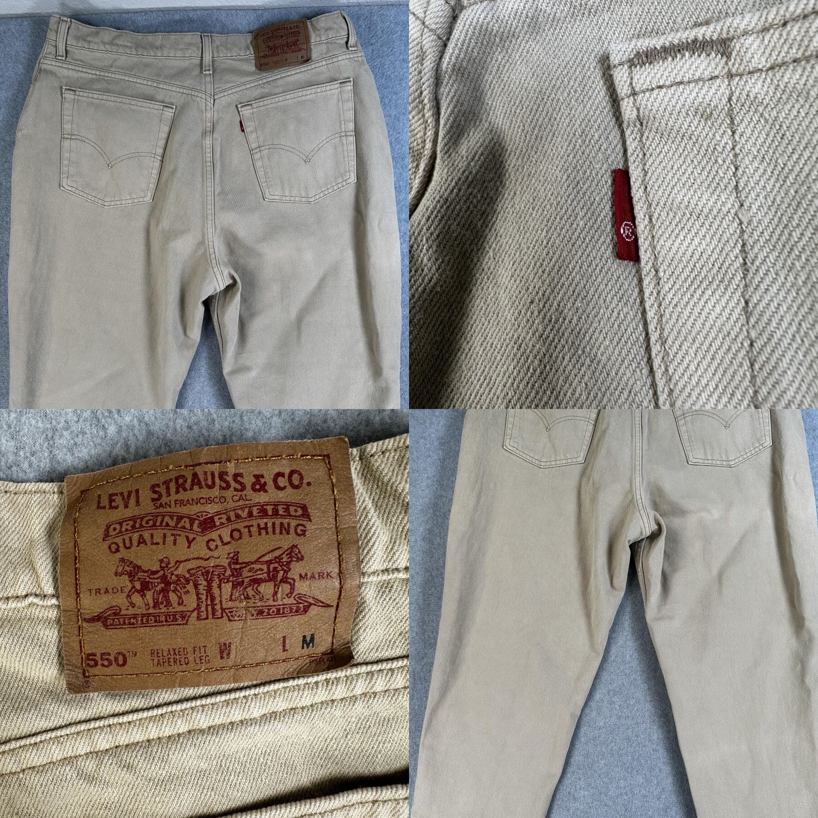 Levi's VINTAGE Levi's 550 Jeans Beige Khaki Mens 40 Relaxed Fit Tapered 5-Pocket Denim 28in Zip Fly Boys? Size US 40 / EU 56 - 9 Thumbnail