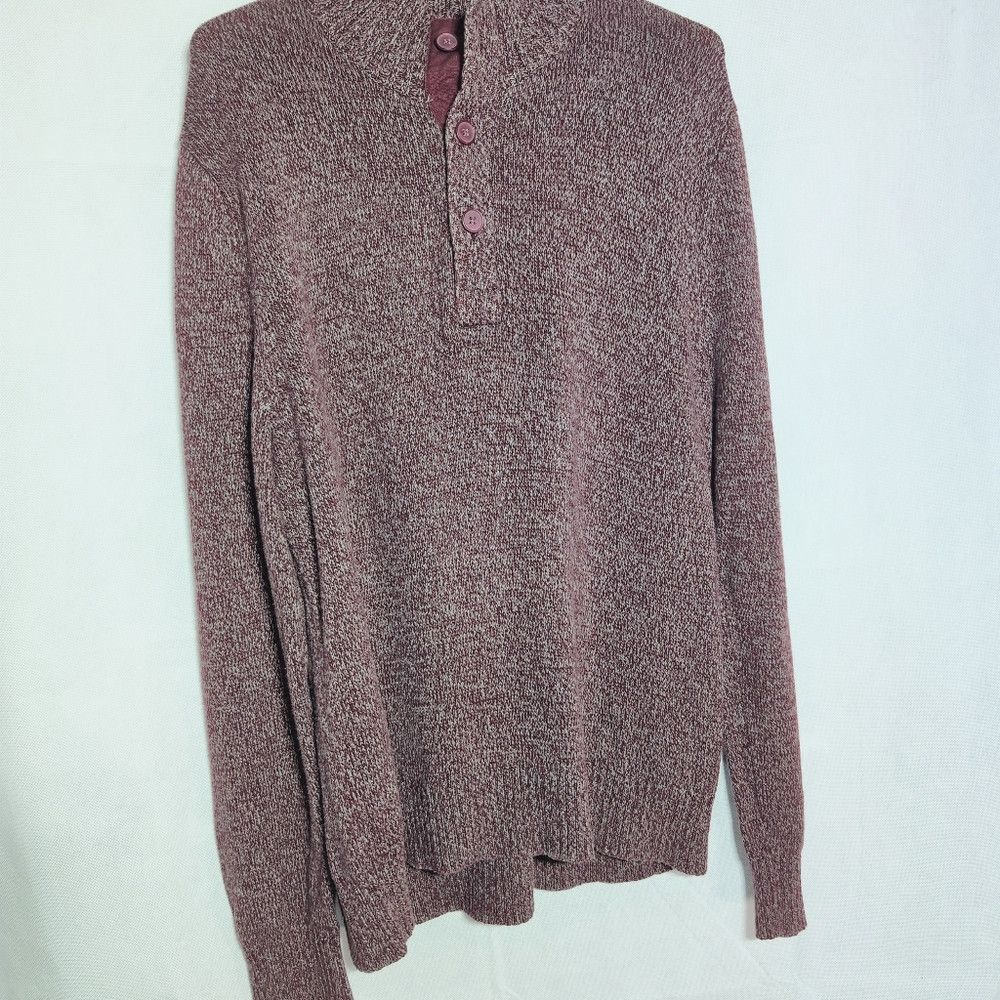 Merona Men's Wide Crew Neck XL Maroon /Gray Sweater 100% Cotton Size US XL / EU 56 / 4 - 5 Thumbnail