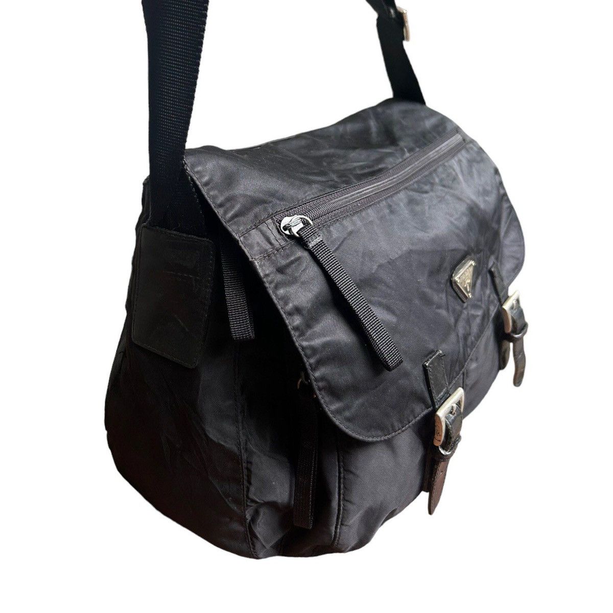 Prada Prada Triangle Logo Double Pocket Nylon Shoulder Bag Size ONE SIZE - 3 Thumbnail