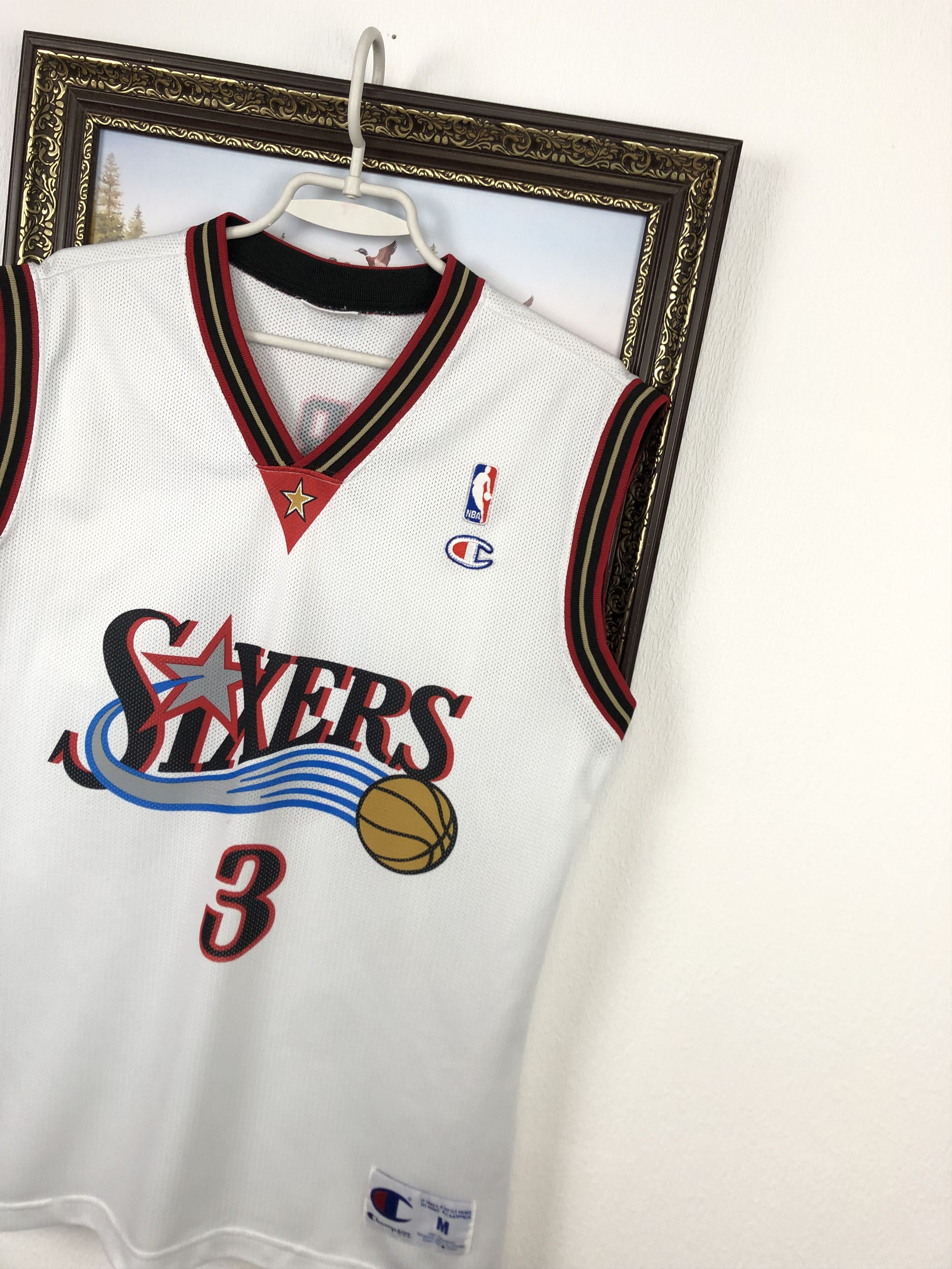 Champion Vintage Iverson Philadelphia Sixers 76ers Jersey Shirt Tee Size US M / EU 48-50 / 2 - 4 Thumbnail