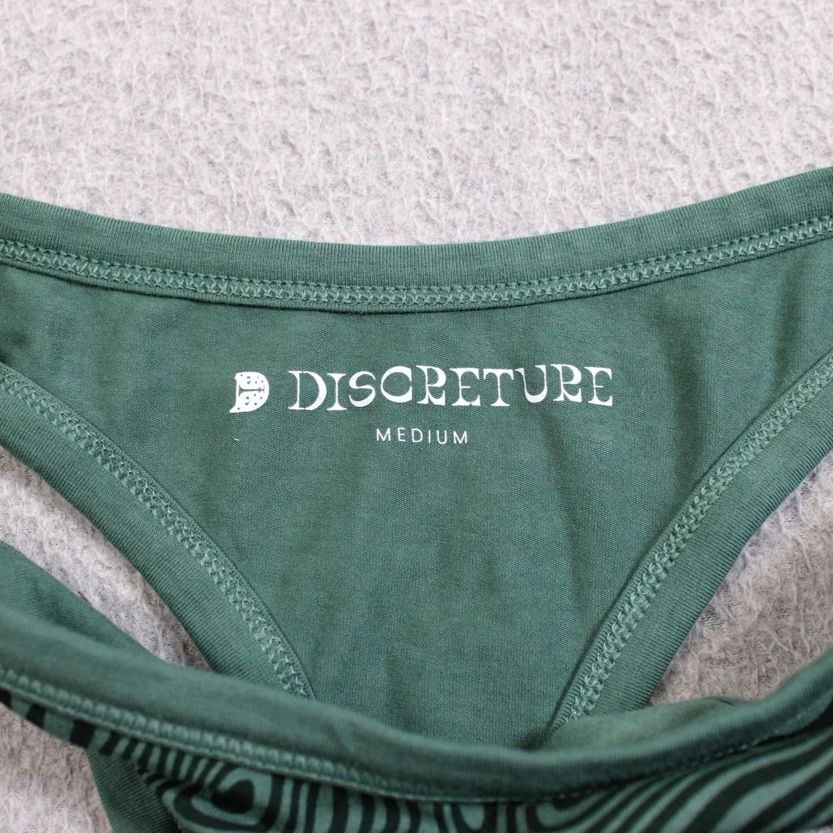 Vintage Discreture Thong Panties Women Medium Green High Leg Organic Cotton Geometric Vageniu$ Logo Novelty Fashion underwear Size 32" / US 10 / IT 46 - 3 Thumbnail