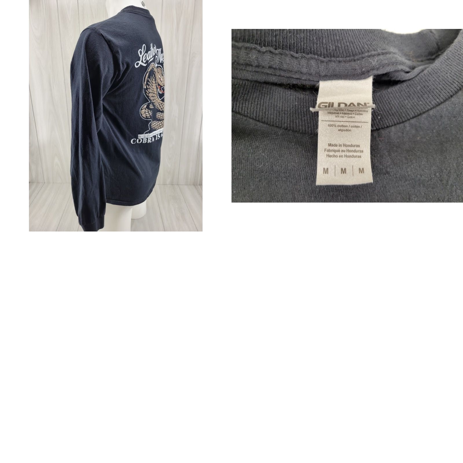 Gildan VINTAGE Leather Machine Company Cotton Long Sleeve Graphic Black Shirt Size Medium Size US M / EU 48-50 / 2 - 8 Thumbnail