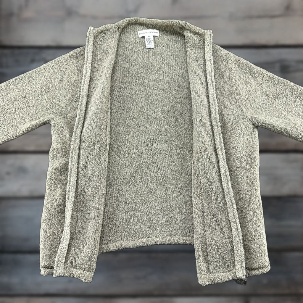 Evan Picone VINTAGE Evan Picone Sweater Womens M Beige Cardigan Full Zip Boiled Wool 90s Size M / US 6-8 / IT 42-44 - 1 Thumbnail