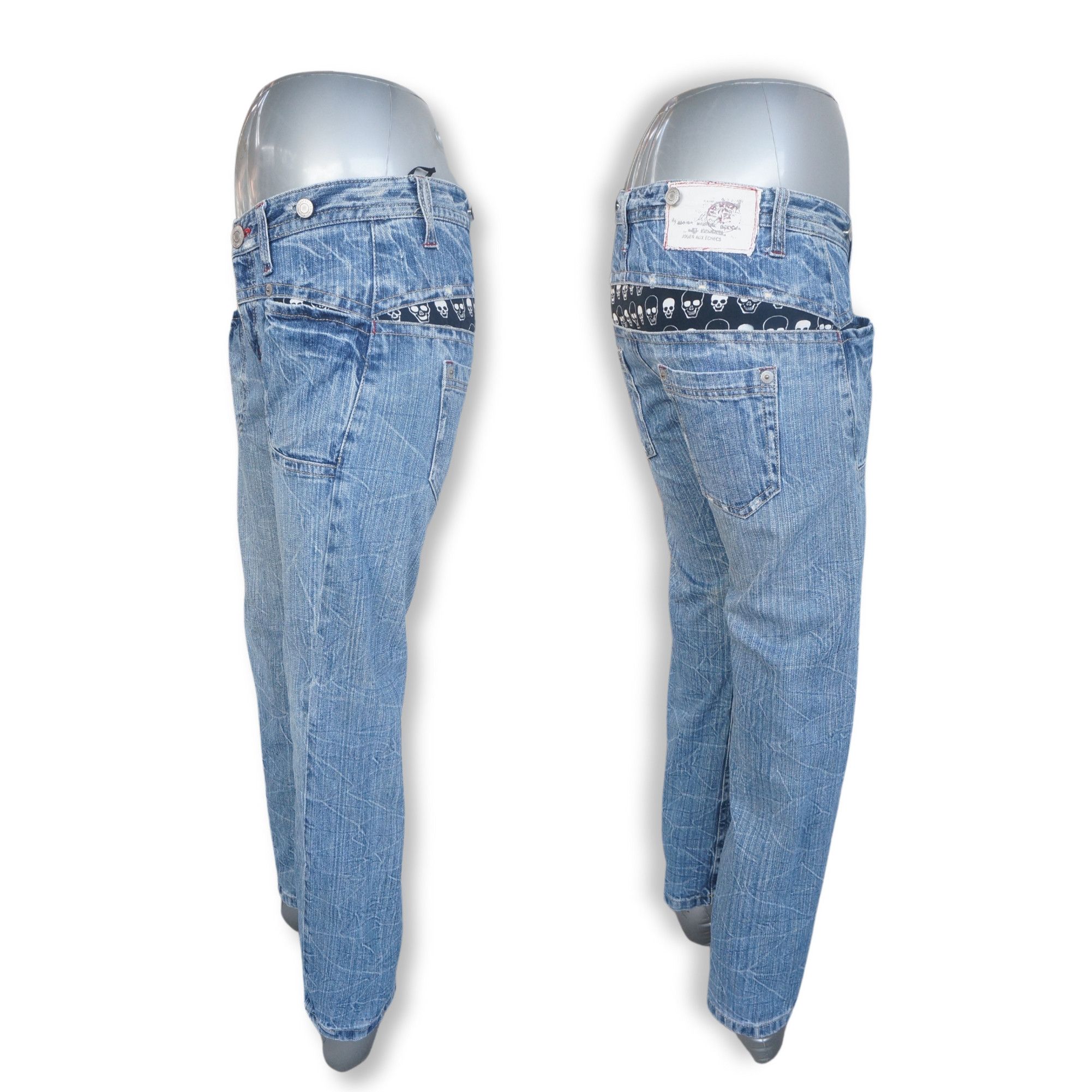 Japanese Brand Jouer Aux Echecs Skulls Jeans Size 29" - 4 Thumbnail