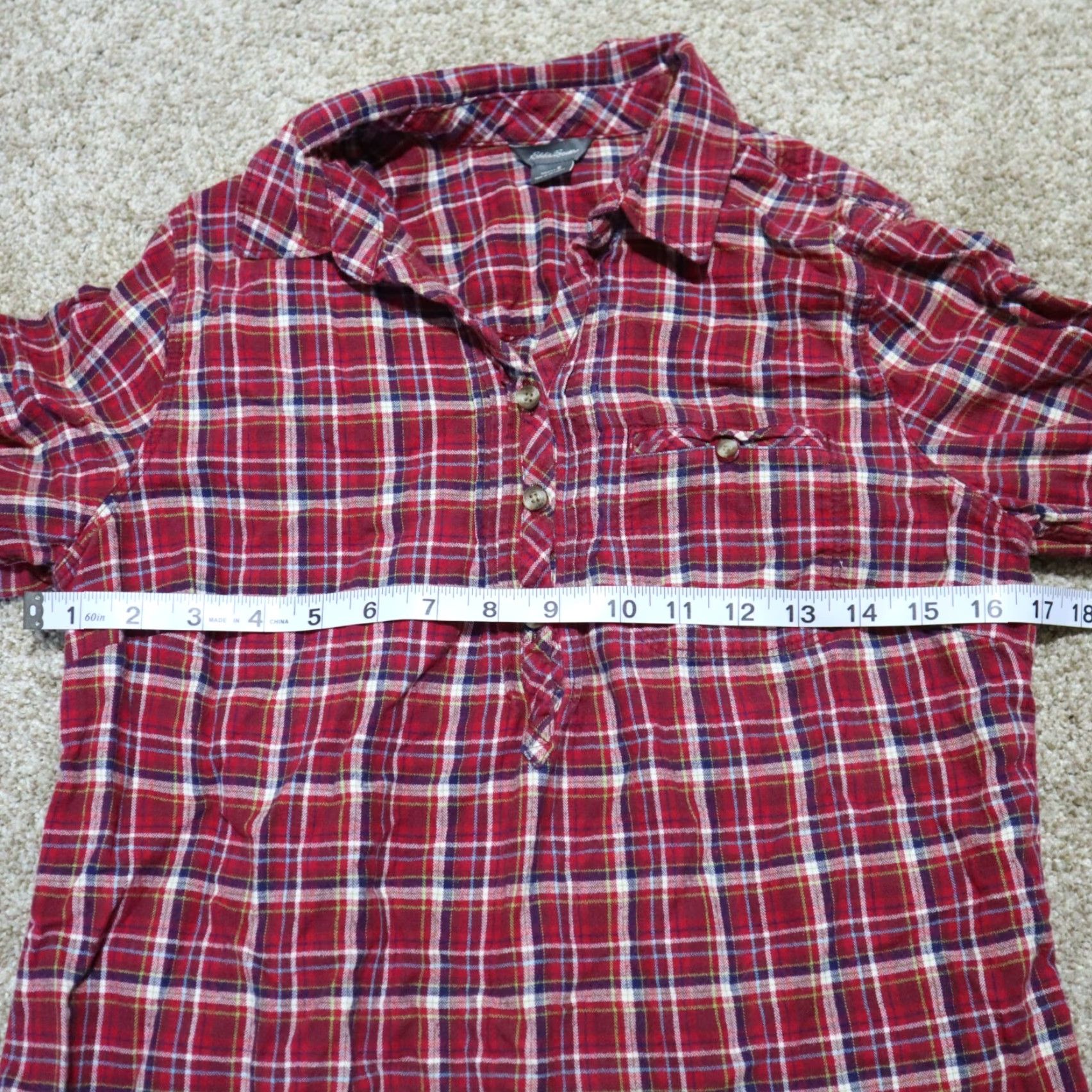 Eddie Bauer VINTAGE Eddie Bauer Shirt Red Plaid Long Sleeve Button-Down Women S Small Black Plaid 90s Mens Girls? Size S / US 4 / IT 40 - 4 Thumbnail