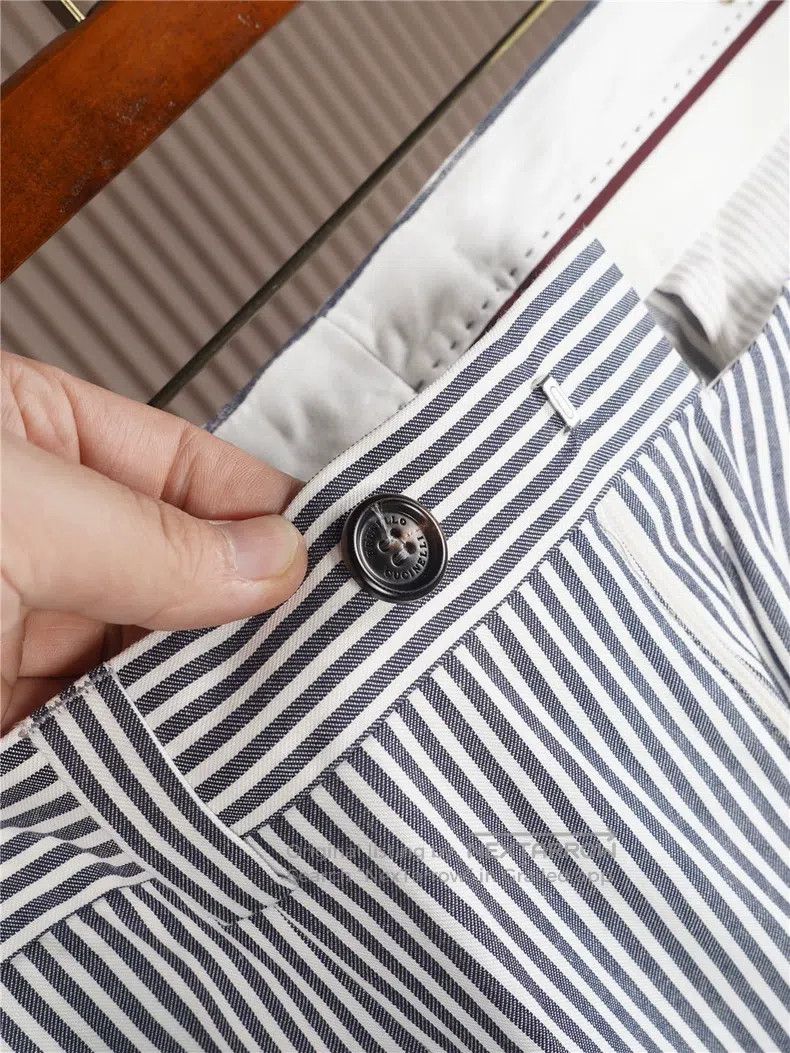 Brunello Cucinelli Brunello Cucinelli Navy and White Striped Casual Pants Size US 36 / EU 52 - 6 Thumbnail
