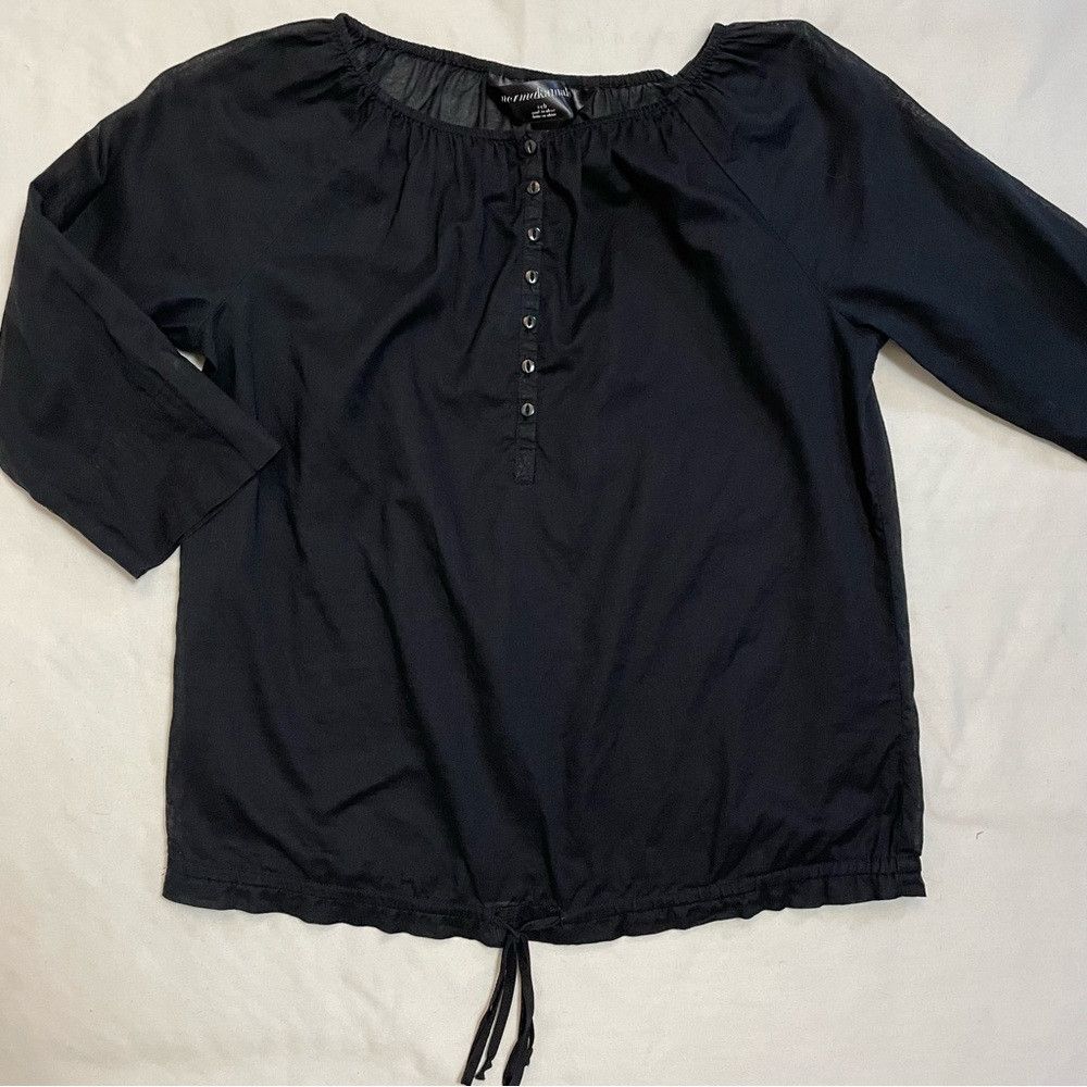 Norma Kamali Norma Kamali Black Cotton 3/4 Sleeve Top Size S Size S / US 4 / IT 40 - 8 Thumbnail