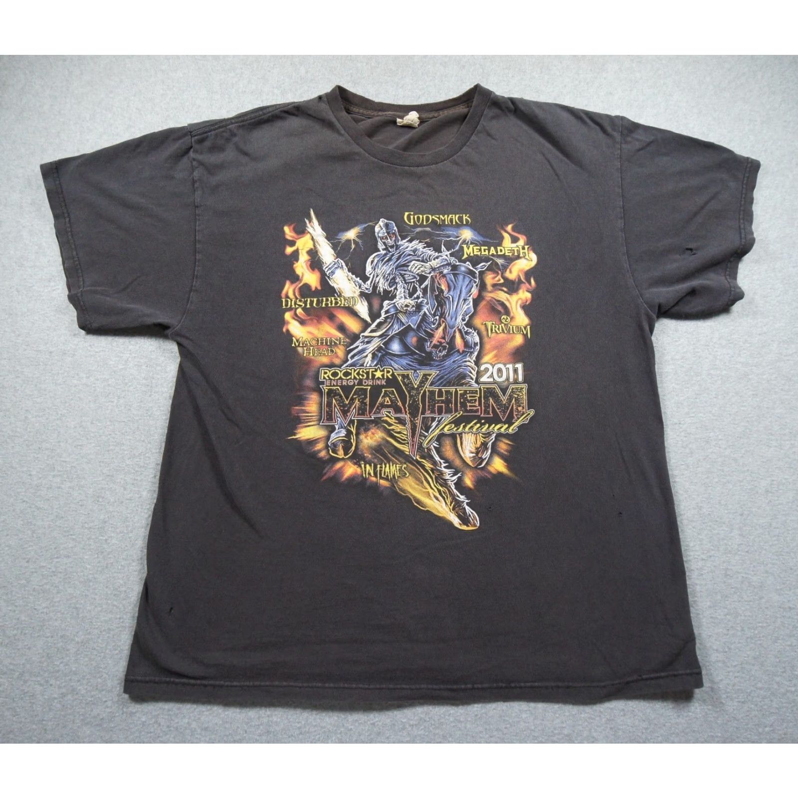 Delta VINTAGE Mayhem Festival Shirt Mens XL Black Band Tee Godsmack Megadeth Trivium 2011 Size US XL / EU 56 / 4 - 2 Thumbnail