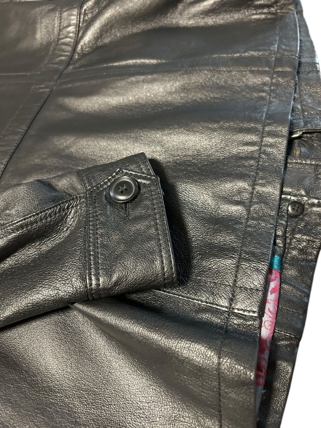 Danier DANIER Woman's Black Leather Jacket with Red Tapestry Size S / US 4 / IT 40 - 11 Thumbnail