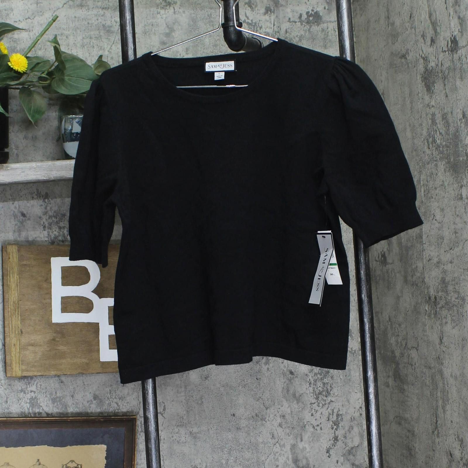 Other Nwt Sam And Jess Puff-sleeve Sweater Ta93148041bs Black L Size L / US 10 / IT 46 - 1 Thumbnail
