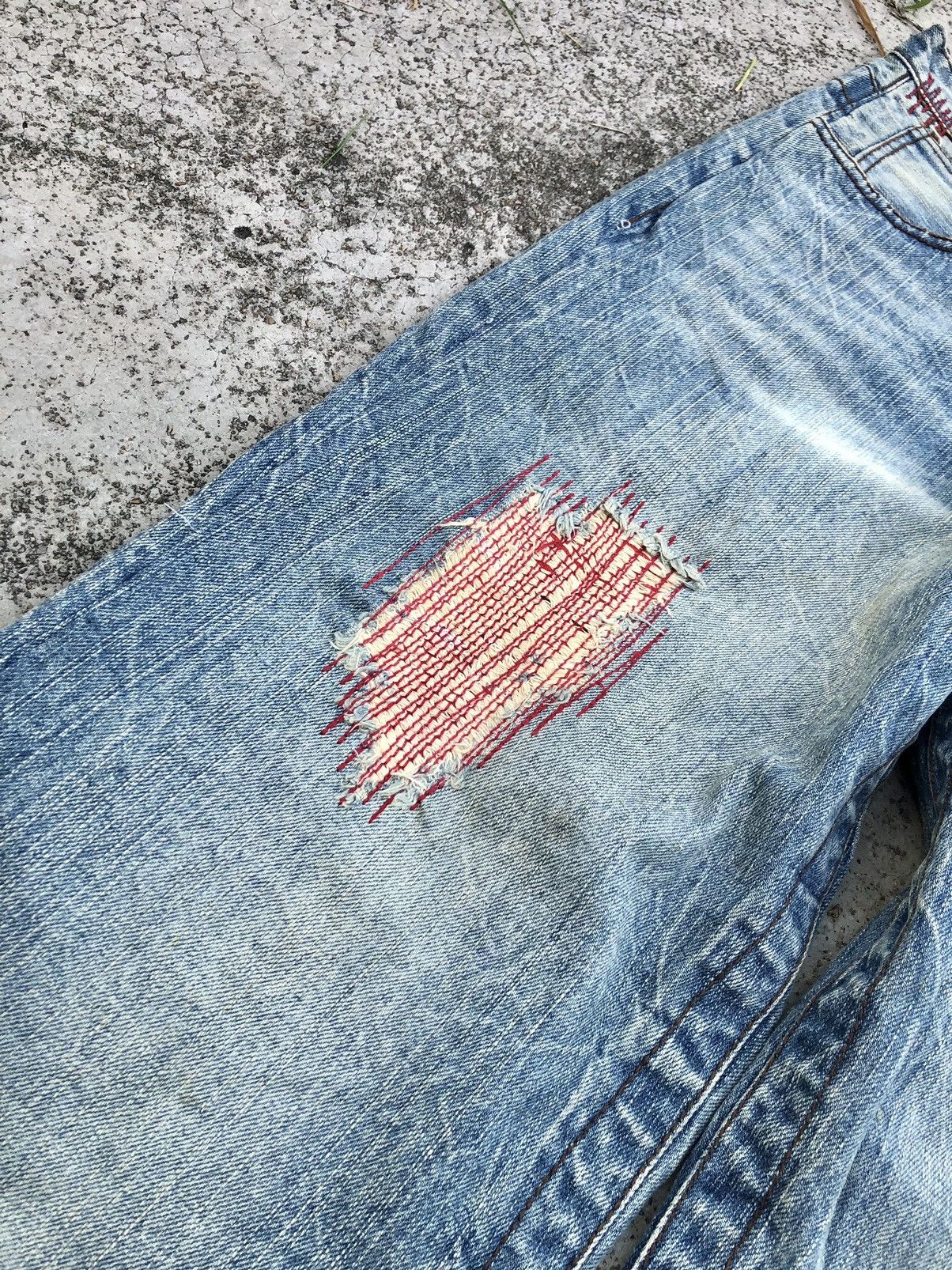 Japanese Brand ZIGZAG WASHED BLUE JEANS BY SIX STAREX EXCLUSIVE Size US 34 / EU 50 - 5 Thumbnail