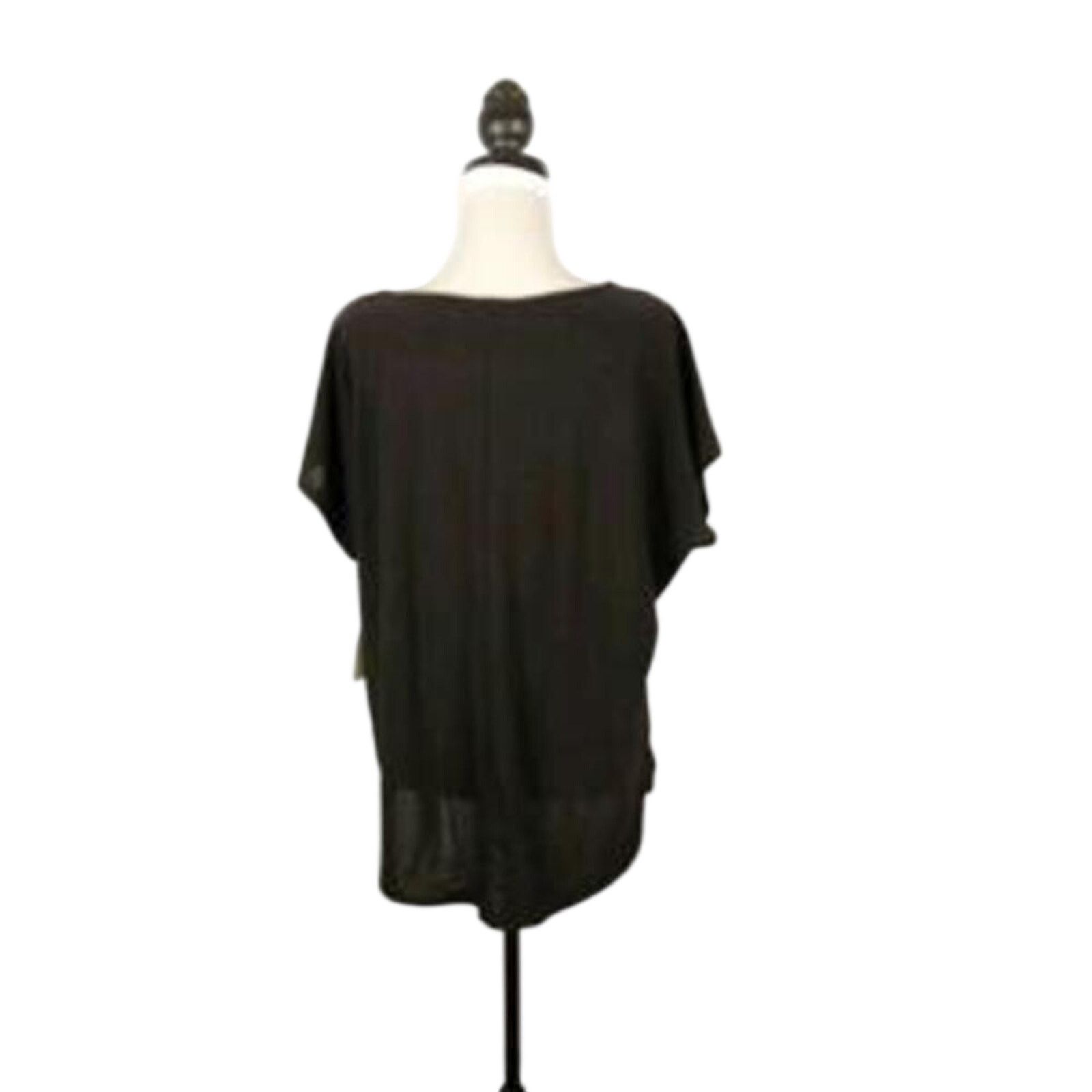 Other 89th + Madison Black Fringe Shoulder Blouse Size 2X NWT Size XXL / US 16-18 / IT 52-54 - 2 Thumbnail