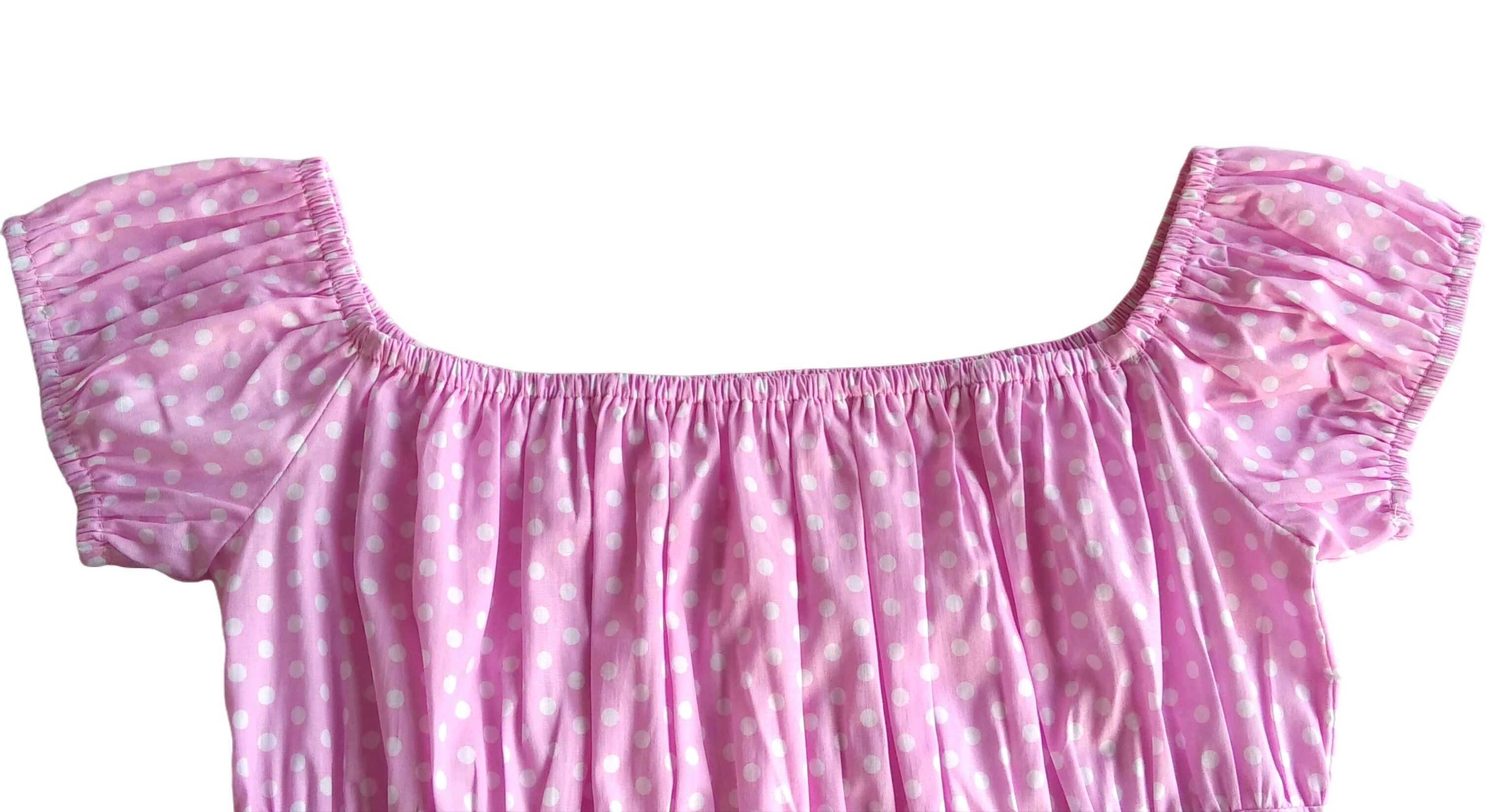 Other Vintage Polka Dots Blouses Cotton Tops Women (pink white) Size XL / US 12-14 / IT 48-50 - 4 Thumbnail