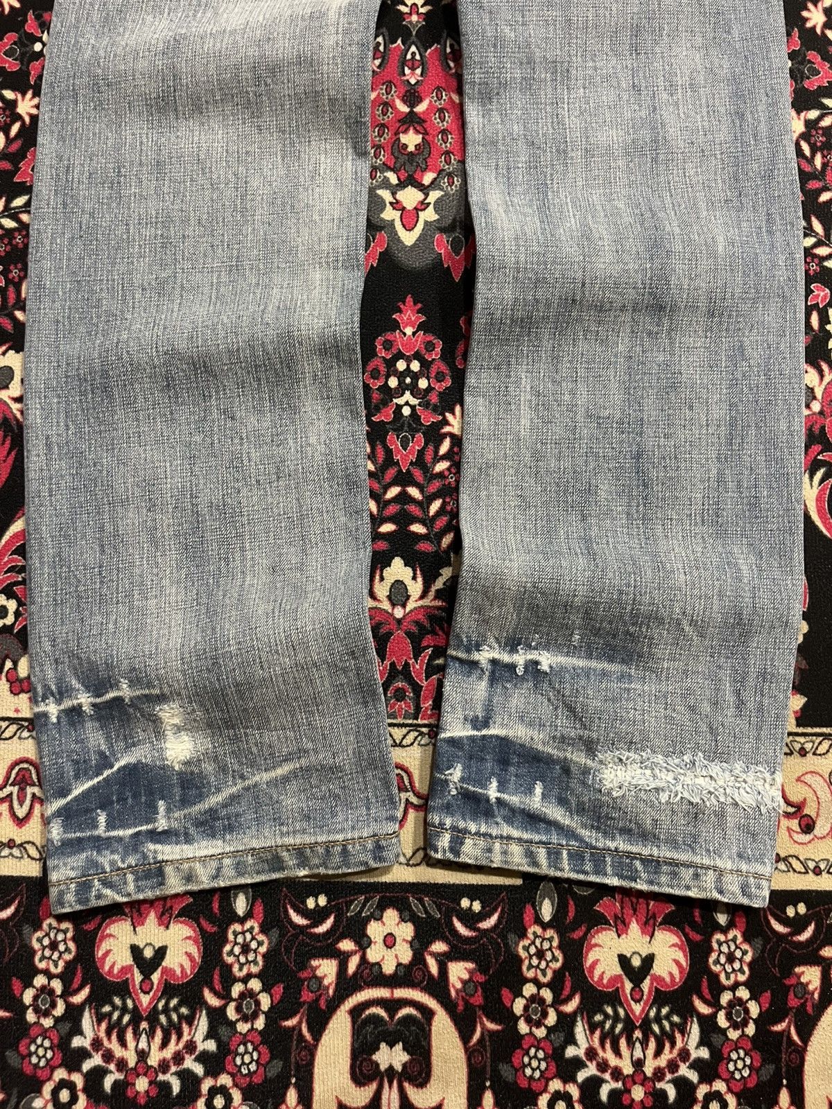 Le Grande Bleu (L.G.B.) ⚡️Distressed⚡️Vintage Garage Blue Fringe Whisker Blue Jeans Size US 33 - 9 Thumbnail