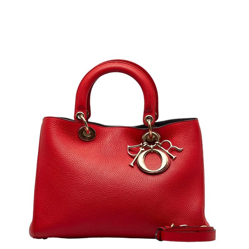 image of Dior Diorissimo Handbag Shoulder Bag 2Way Red Leather, Women's
