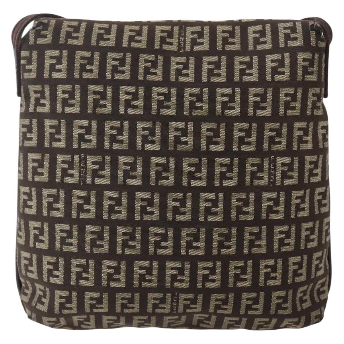 Fendi FENDI Zucchino Canvas Shoulder Bag Brown Size ONE SIZE - 3 Thumbnail