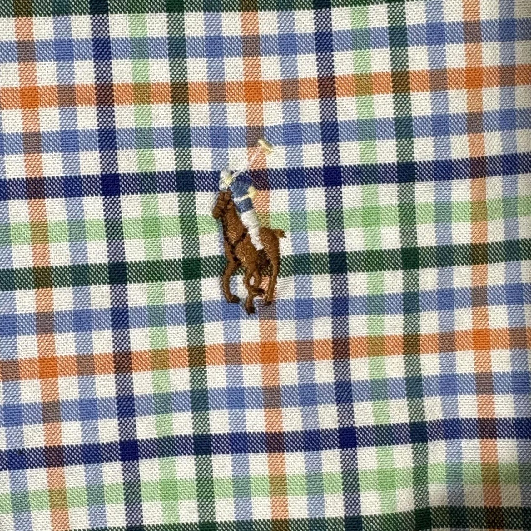 Ralph Lauren Ralph Lauren Shirt Mens XL Blue Green Orange Plaid Stretch Oxford Slim Fit Polo Shirts Polo Pony Embroidered Button-Down Classic Preppy Size US XL / EU 56 / 4 - 7 Thumbnail