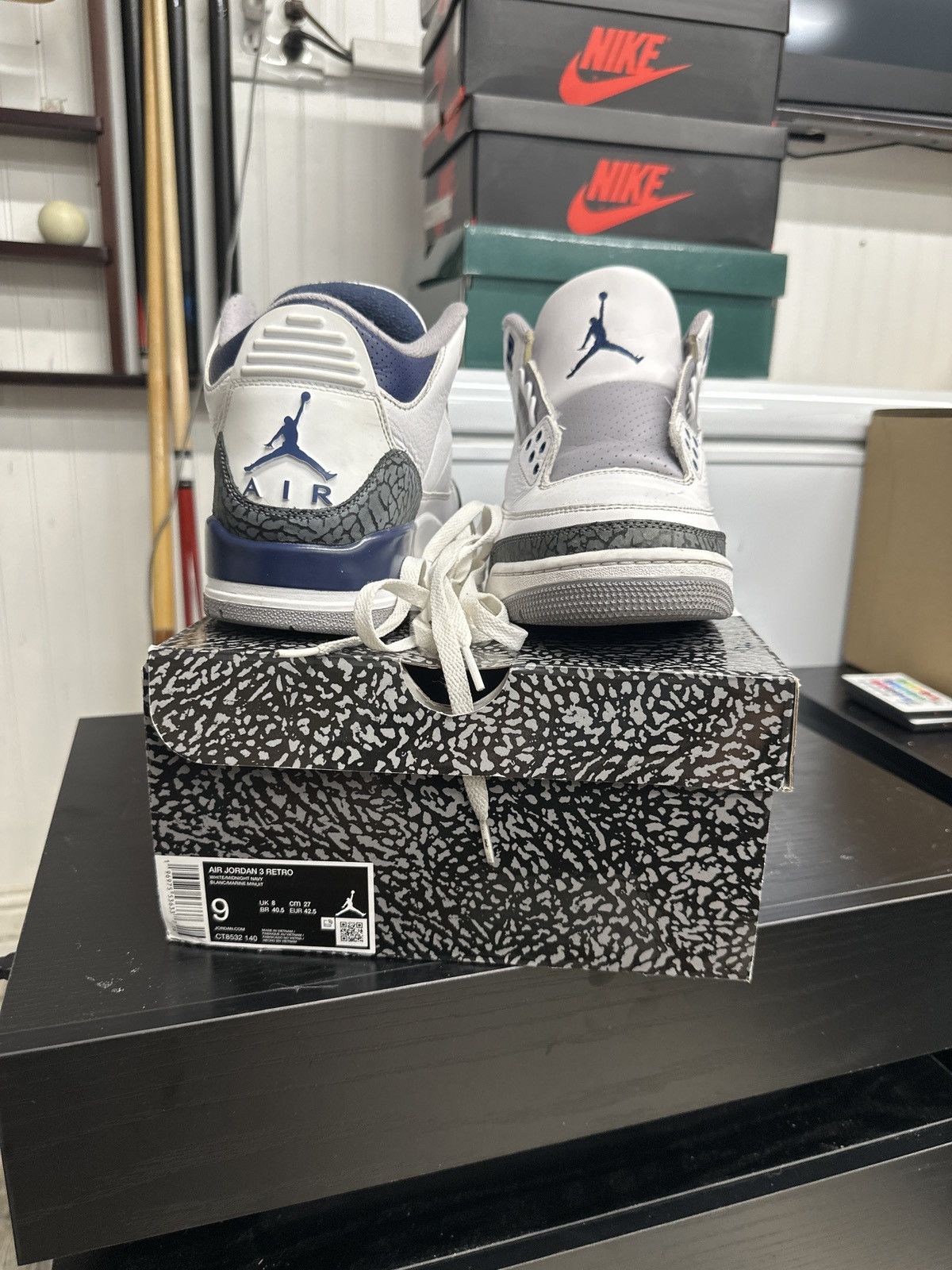 Jordan Brand Jordan 3 Retro Midnight Navy Size US 9 / EU 42 - 7 Thumbnail