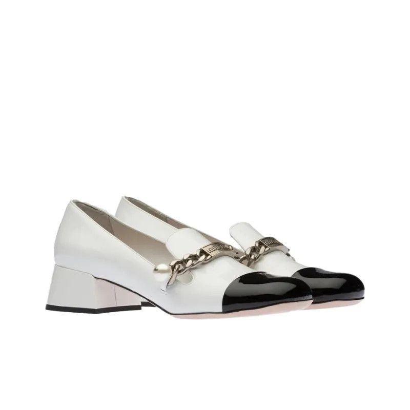 Miu Miu o1la1rc1a0724 Loafer Pump in Black/White Size US 10 / IT 40 - 4 Thumbnail