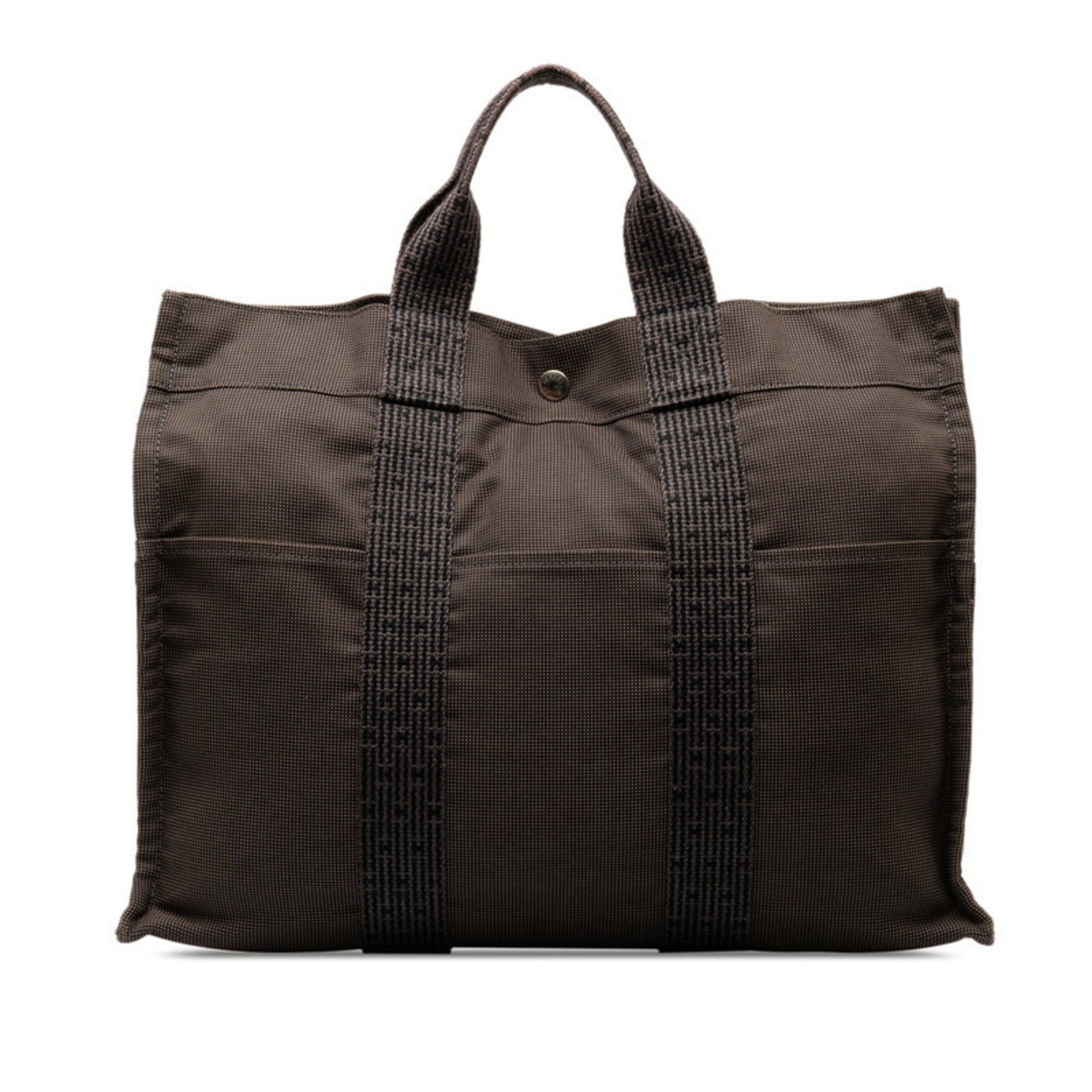 image of Hermes Air Line Tote Mm Handbag Bag Grey Canvas Women's Hermes