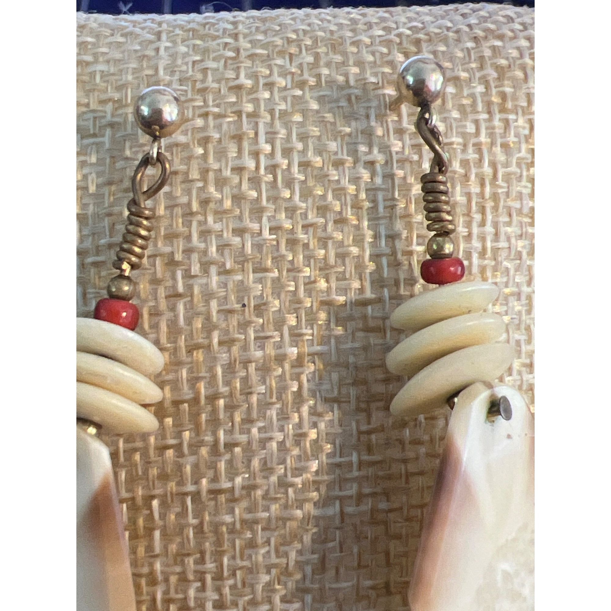 Other Vintage 14kt GF Dangle Earrings Tagua Nut Cream Natural Pier Size ONE SIZE - 3 Thumbnail