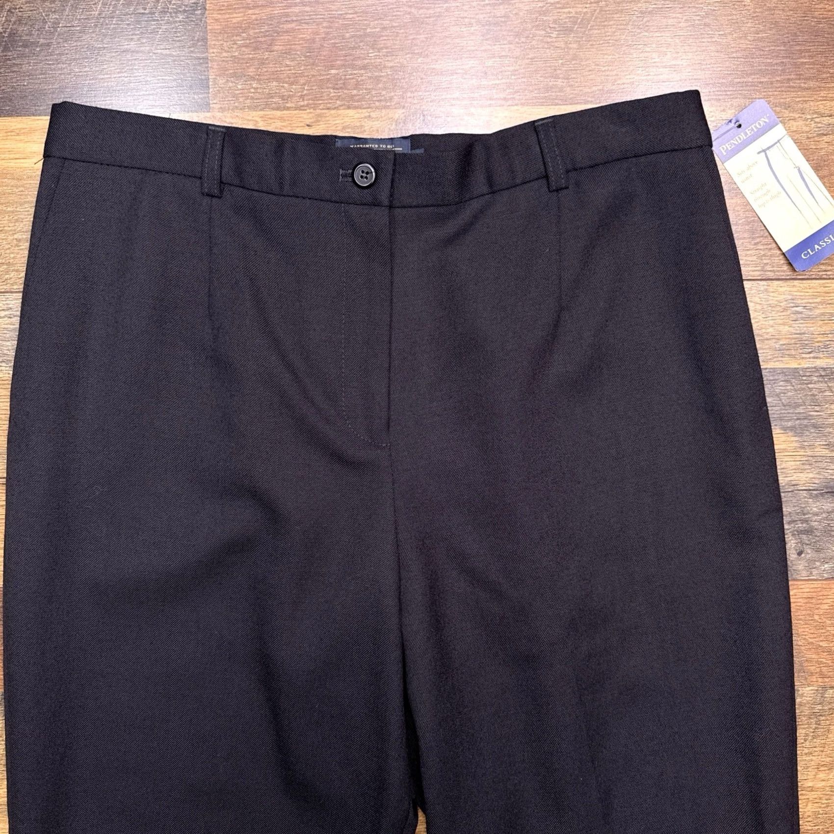 Pendleton VINTAGE Pendleton Dress Pants Womens 10 Black High Rise Wool Straight 28in Flat Front Zipper Block Button Dry Clean Only Career Size 32" / US 10 / IT 46 - 2 Thumbnail