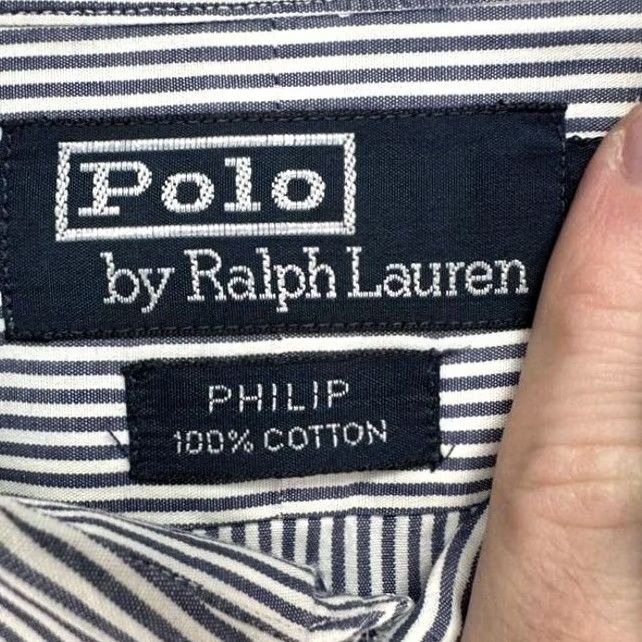Polo Ralph Lauren Polo Ralph Lauren Mens Dress Shirt Philip Blue White Striped Button Up 15.5 33 Size 42R - 4 Thumbnail