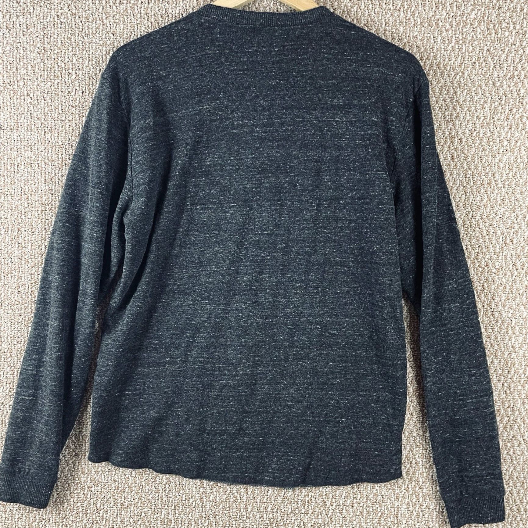 Marine Layer Marine Layer Henley Shirt Mens M/L Charcoal Striped Classic Outdoor Preppy Size US M / EU 48-50 / 2 - 6 Thumbnail