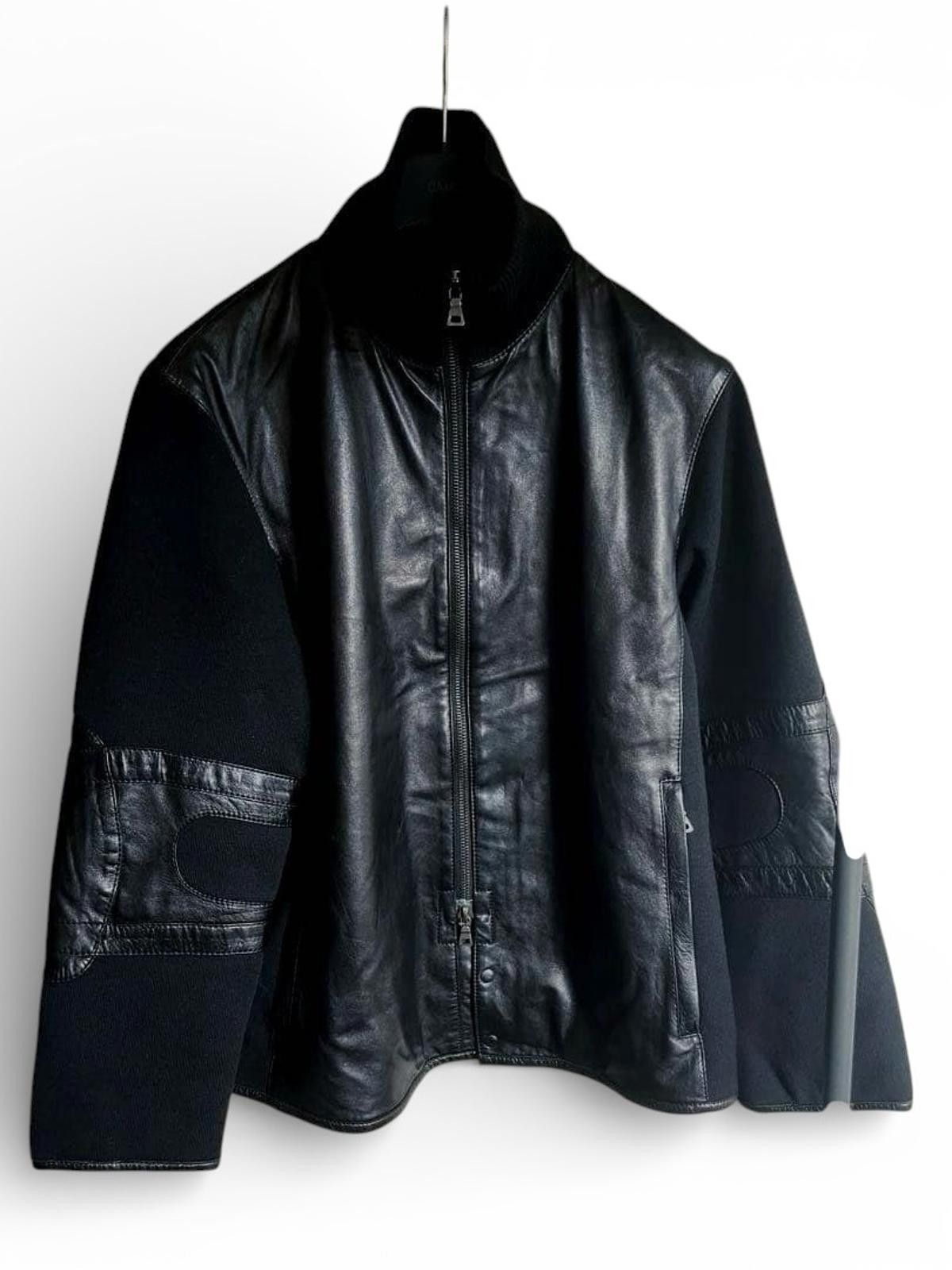 Prada Prada - Black Leather and Wool Zip-Up Jacket Size US L / EU 52-54 / 3 - 3 Thumbnail