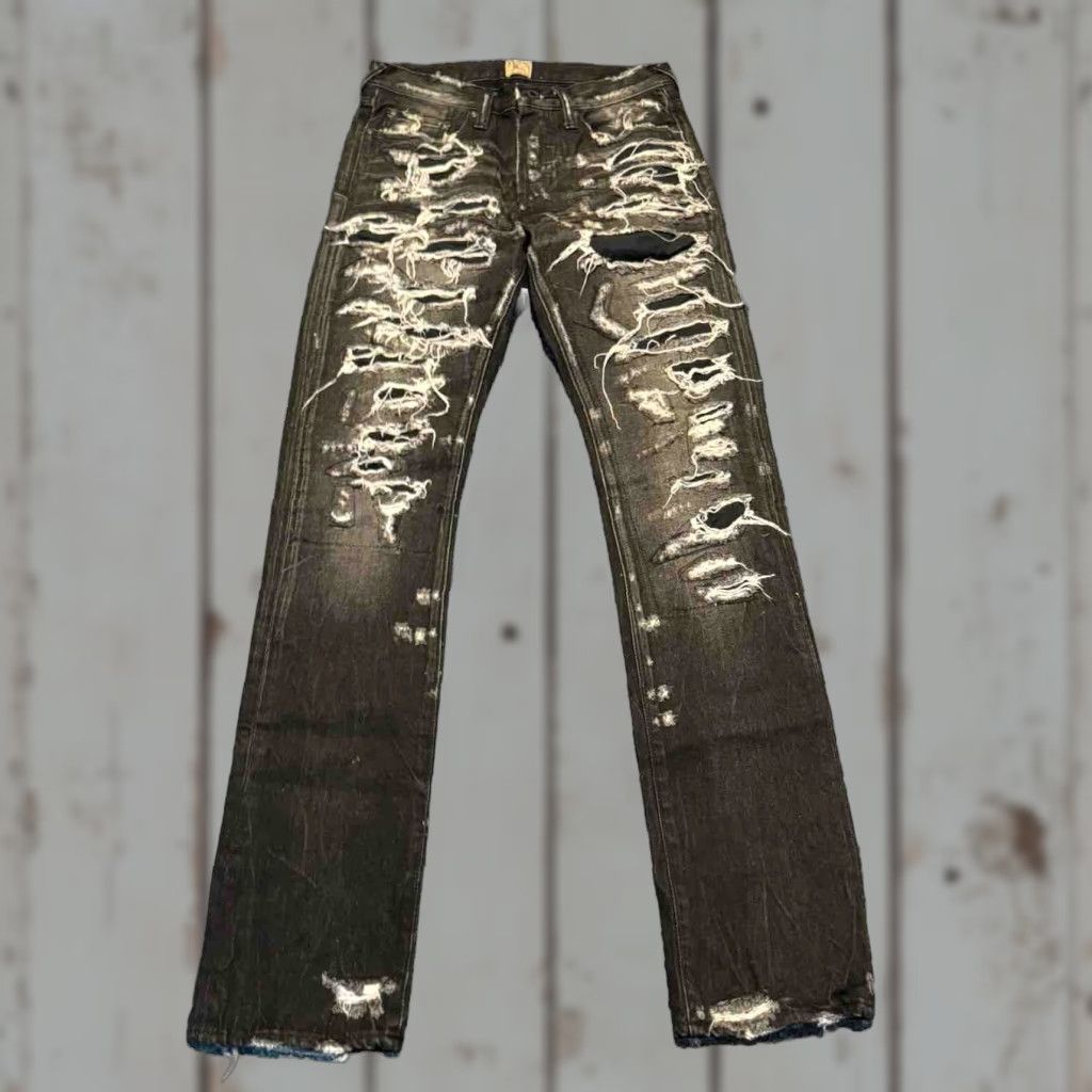 Prps PRPS Jeans Denim Black 29x32 Regular Men Distressed 5-Pocket Straight Vintage No Rise Mid Inseam 32 Cotton Button Closure Size US 29 - 1 Thumbnail