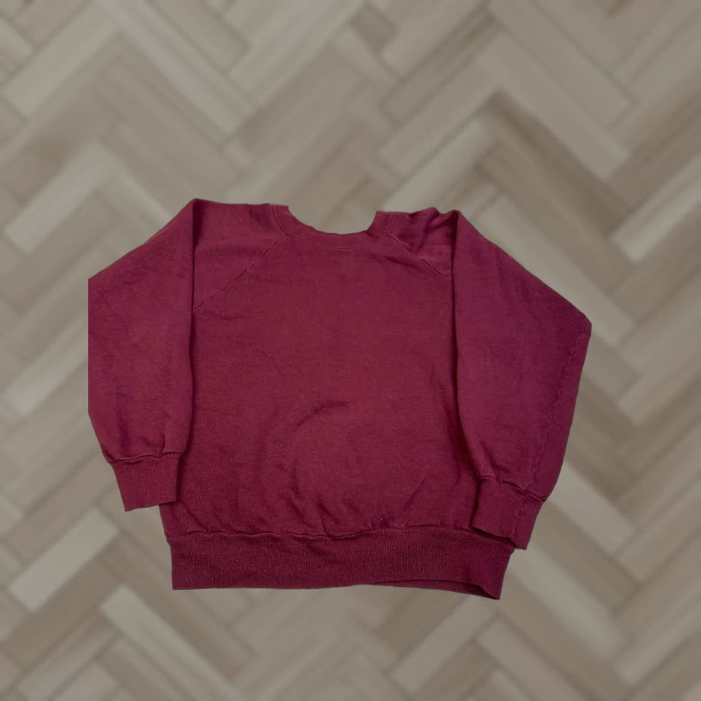 Vintage VINTAGE Sweatshirt Mens S Burgundy 70s Raglan Crew Neck Pullover Red 80s Classic USA Winter Spring Fall Size US S / EU 44-46 / 1 - 1 Thumbnail