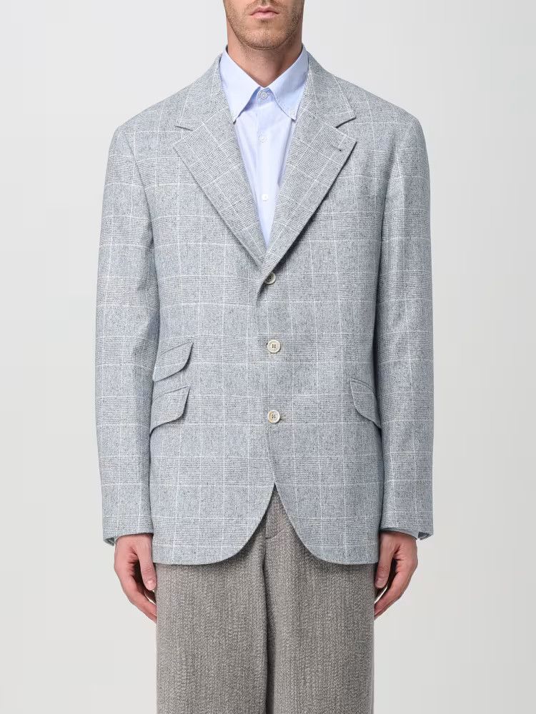 Brunello Cucinelli o1w1db10126 Check Pattern Blazer Jacket in Sky Blue Size US S / EU 44-46 / 1 - 1 Thumbnail