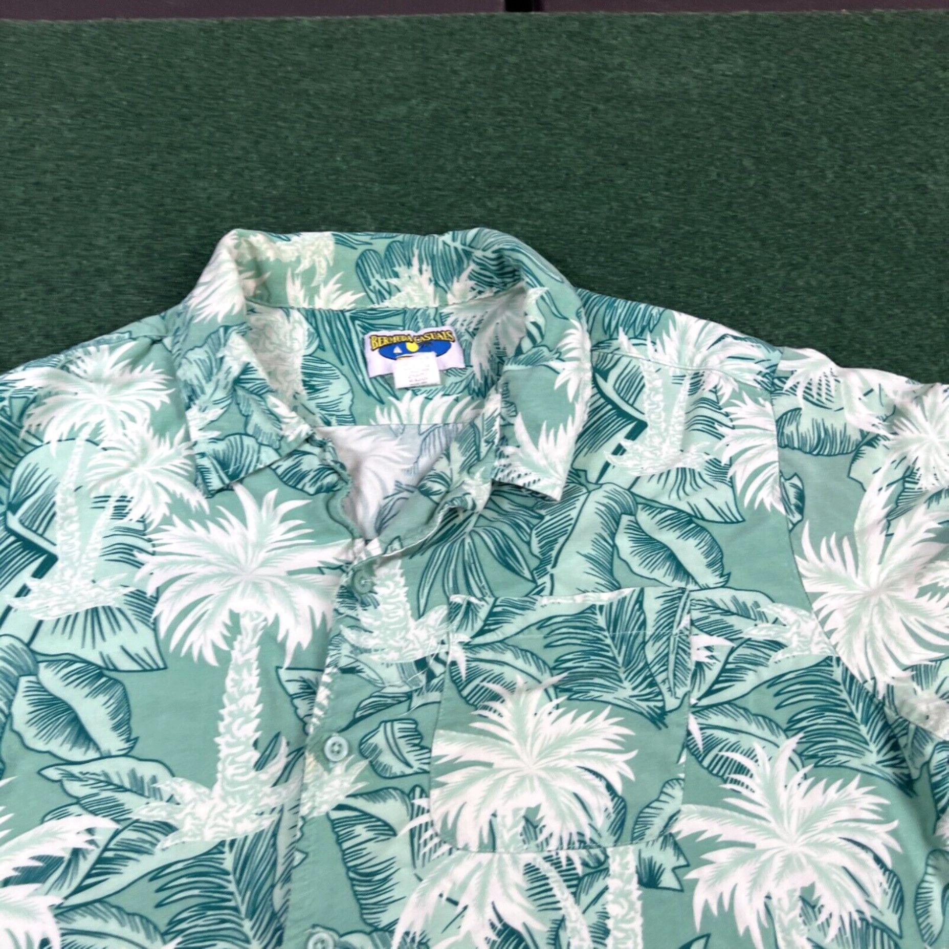 Vintage Bermuda Bay Vintage 80s 90s Hawaiian Rayon Shirt Green Mens Sz XL Fast Shipping Size US XL / EU 56 / 4 - 2 Thumbnail