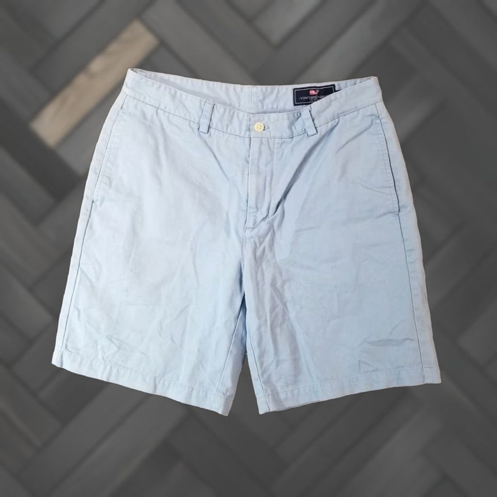 VINTAGE Vineyard Vines Shorts Mens 33 Blue Cotton Twill Casual Preppy Beach Retro
