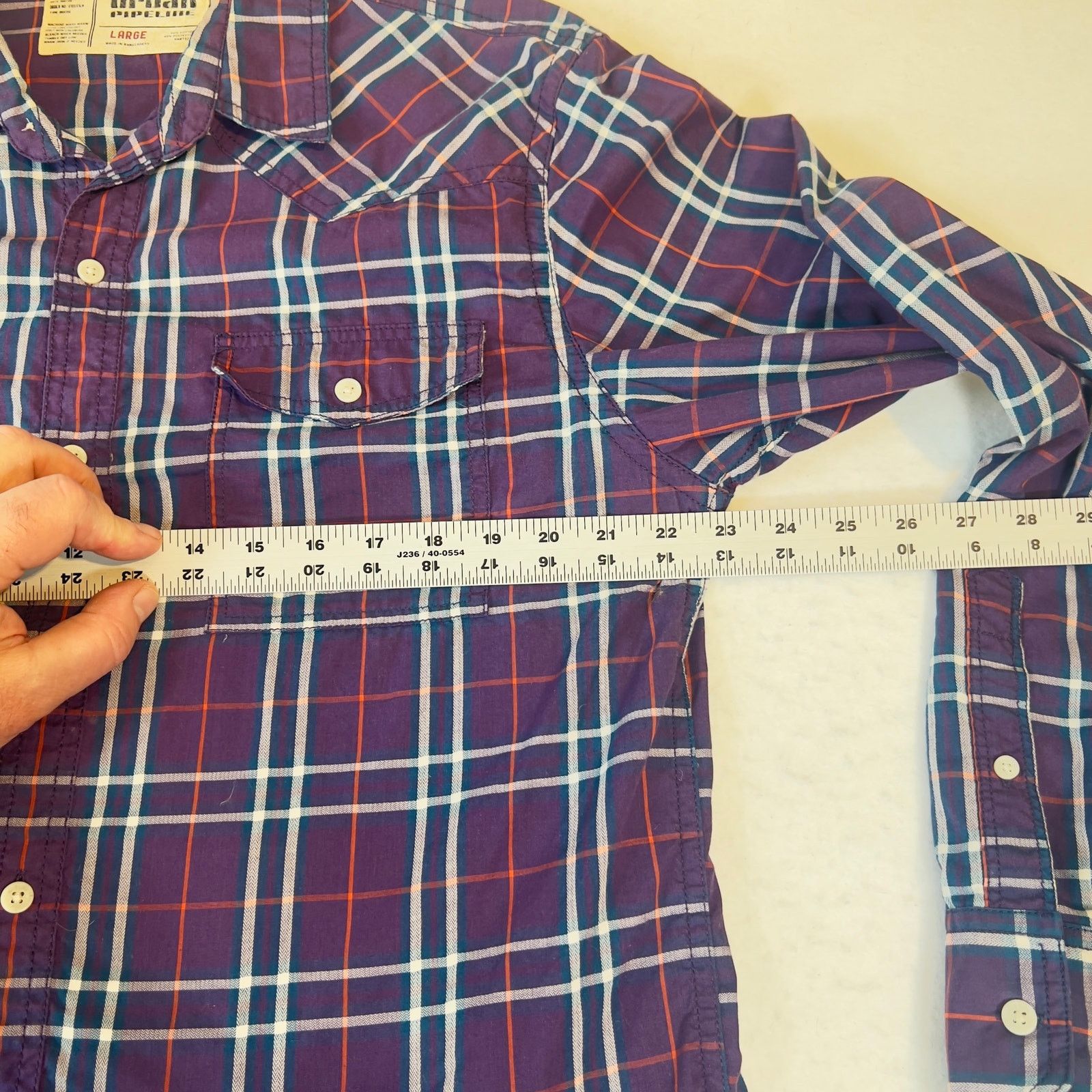 Urban Pipeline Urban Pipeline Button Shirt Men's Large Purple Plaid Pocket Size US L / EU 52-54 / 3 - 6 Thumbnail
