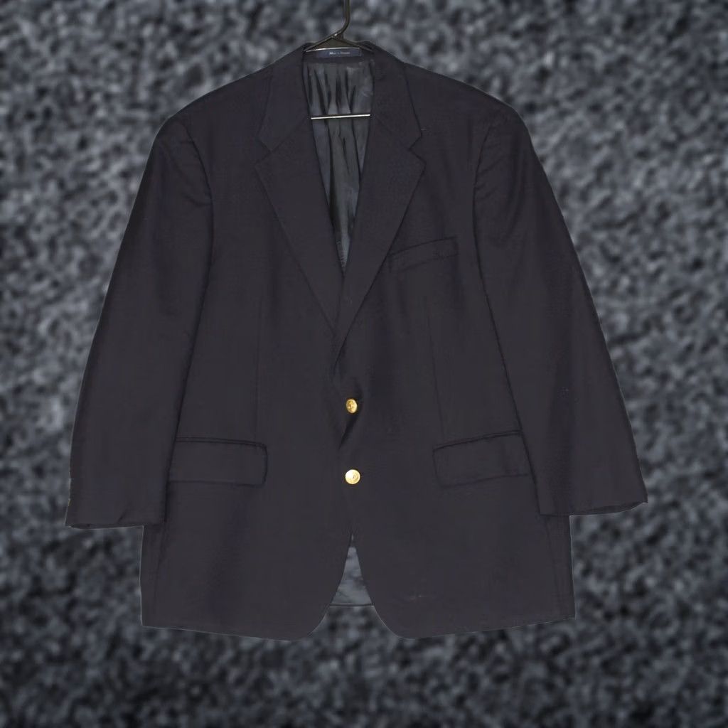 Ralph Lauren VINTAGE Chaps Ralph Lauren Blazer Mens 46R Navy Blue Wool Gold Button Sport Coat Size 46R - 1 Thumbnail