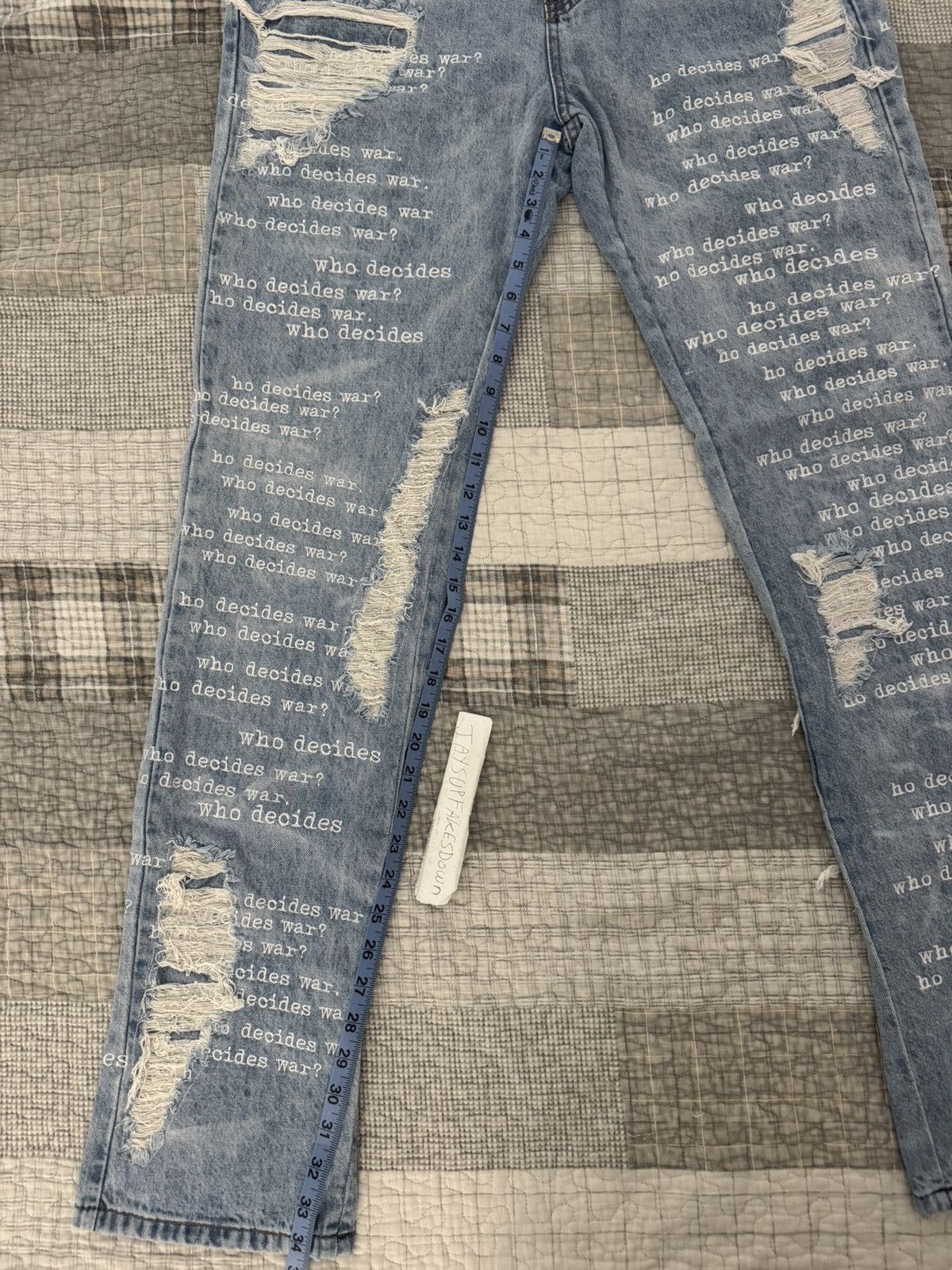 Who Decides War Who Decides War Jeans Scripture Denim Embroidered Pants WDW Size US 34 / EU 50 - 9 Thumbnail