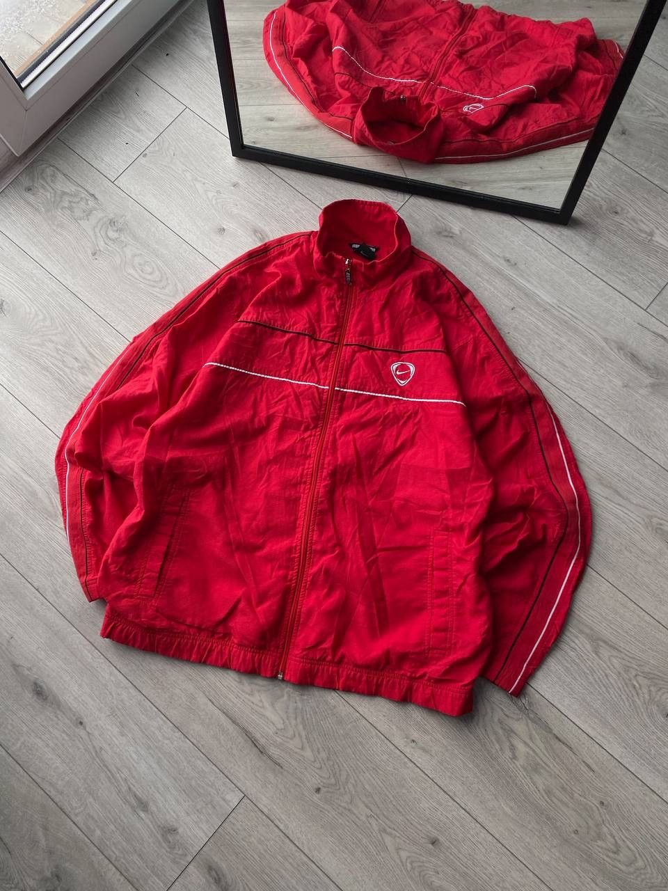 Nike × Vintage Vintage Nike Swoosh Red Olympic Nylon Jacket Y2K XL Size US XL / EU 56 / 4 - 2 Thumbnail
