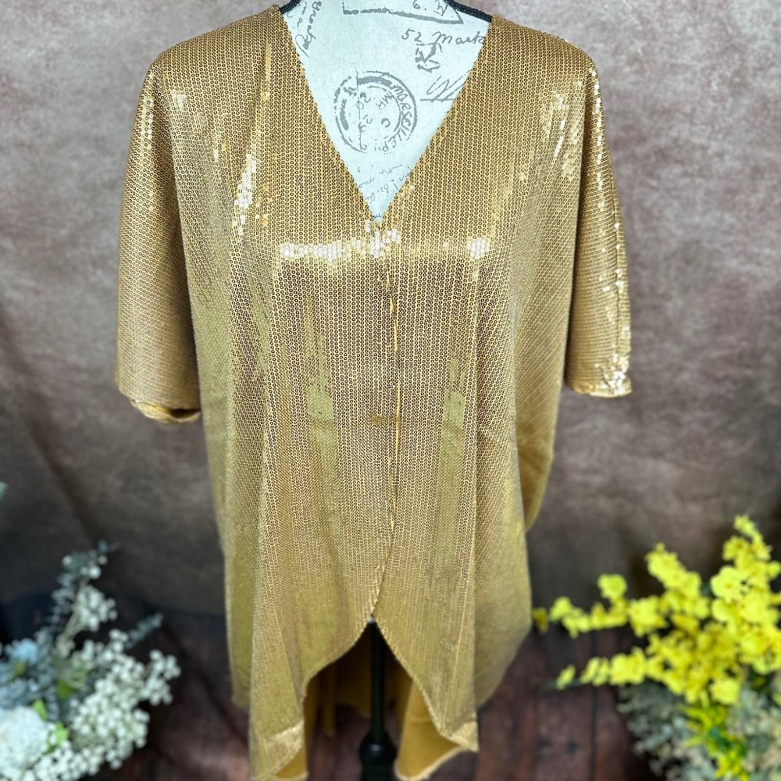 Other Shavonne Dorsey Silvia Sequin Kimono/Topper - Gold - size L Size L / US 10 / IT 46 - 10 Thumbnail