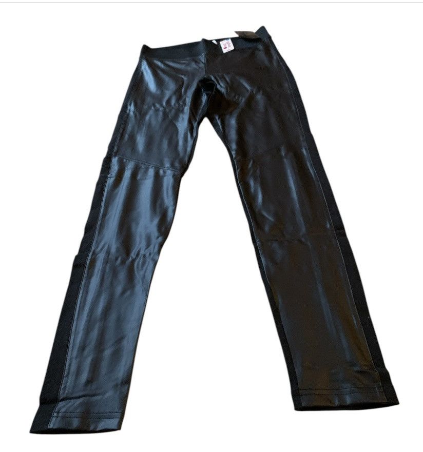 Other NWT Black Two-Tone Faux Leather Full Length Skinny Leggings Size 30" / US 8 / IT 44 - 3 Thumbnail